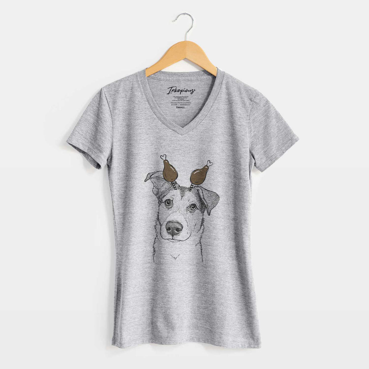 Thanksgiving Leia the Mixed Breed - Women's V-neck Shirt