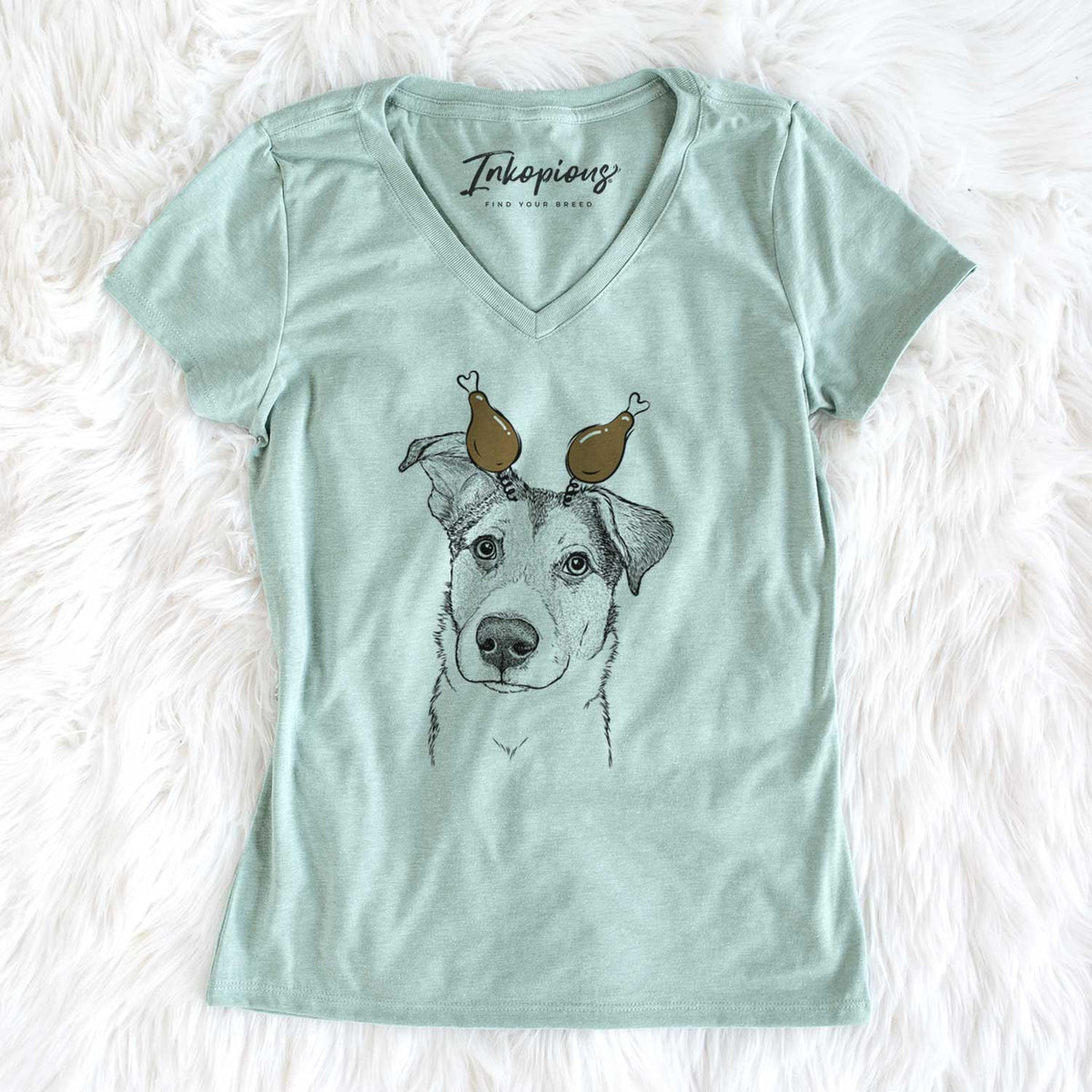 Thanksgiving Leia the Mixed Breed - Women's V-neck Shirt