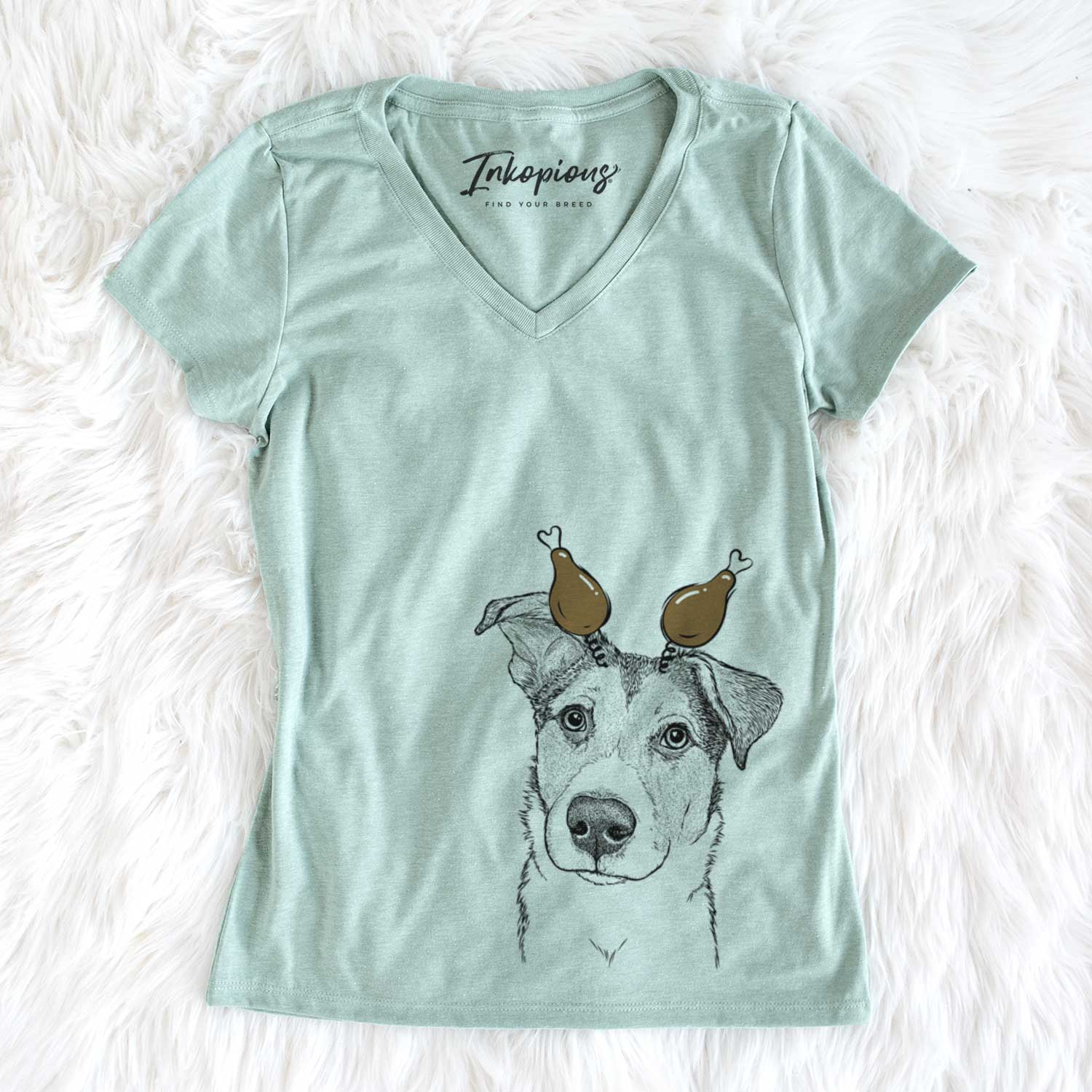 Thanksgiving Leia the Mixed Breed - Women's V-neck Shirt