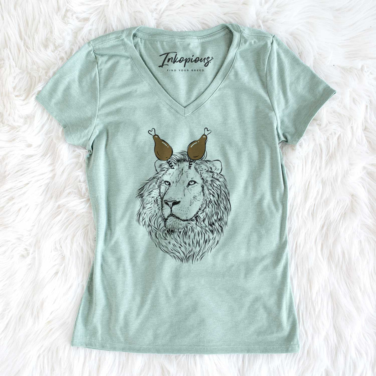 Thanksgiving Lenny the Lion - Women's V-neck Shirt