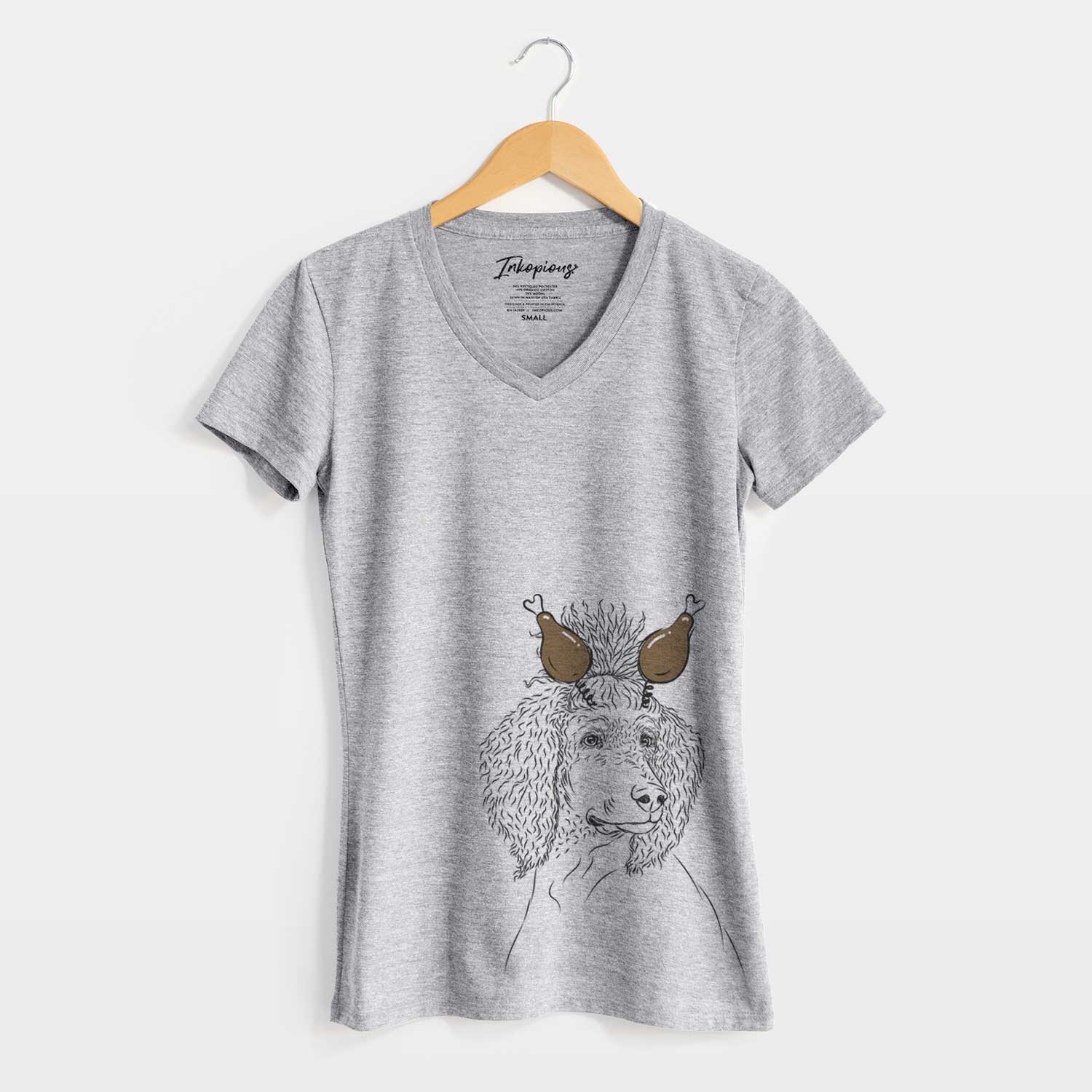 Thanksgiving Leo the Poodle - Women's V-neck Shirt