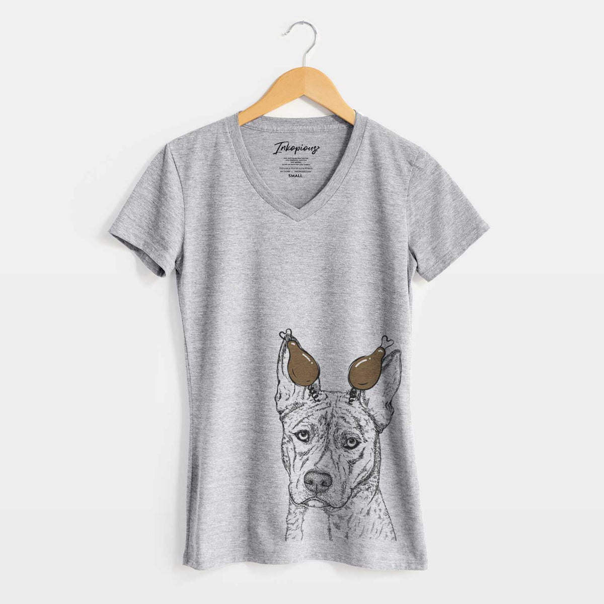 Thanksgiving Leo the Ibizan Hound Bull Mastiff Mix - Women's V-neck Shirt