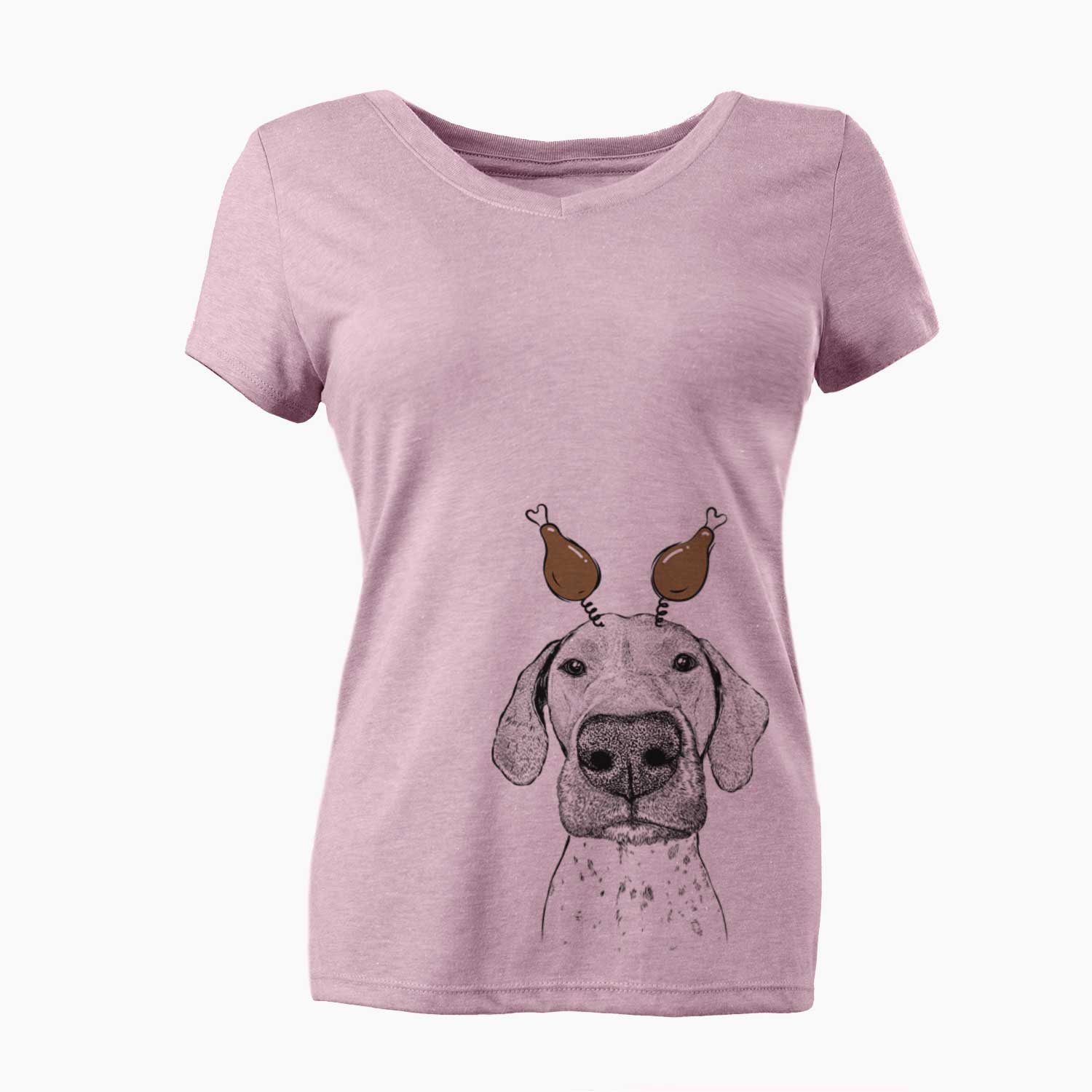 Thanksgiving Leroy the German Shorthaired Pointer - Women's V-neck Shirt