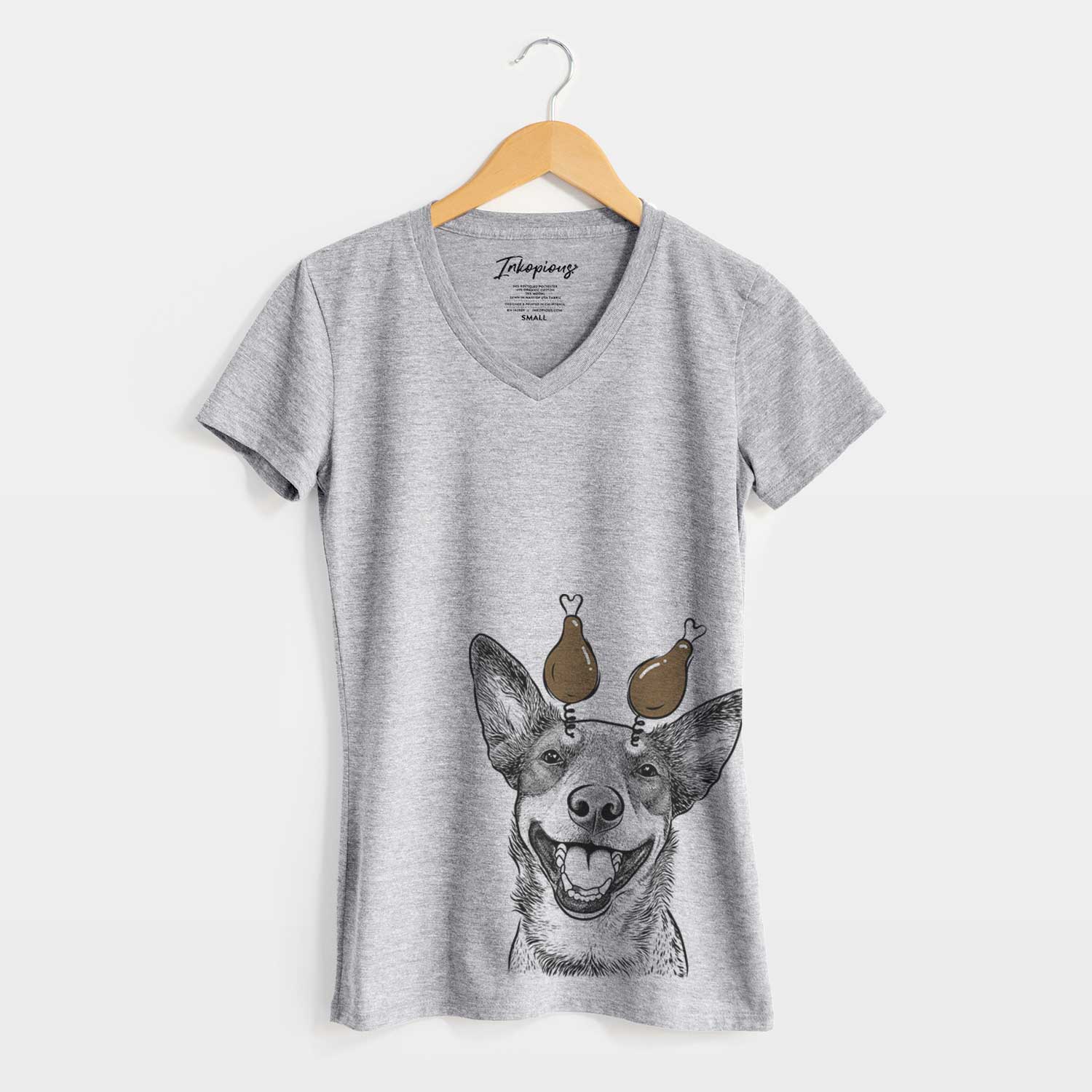 Thanksgiving Lily the Australian Cattle Dog - Women's V-neck Shirt