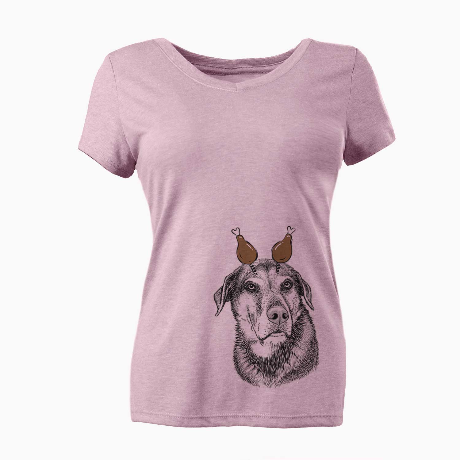 Thanksgiving Lobo the Shepherd Mix - Women's V-neck Shirt