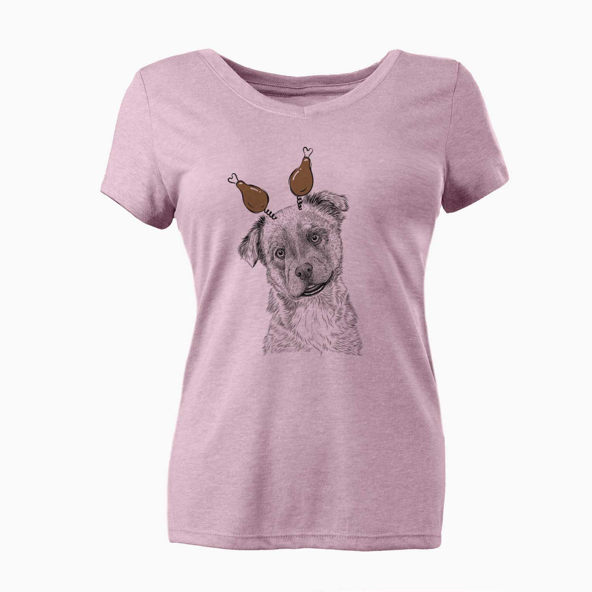 Thanksgiving Loki Bear the Australian Cattle Dog Mix - Women's V-neck Shirt