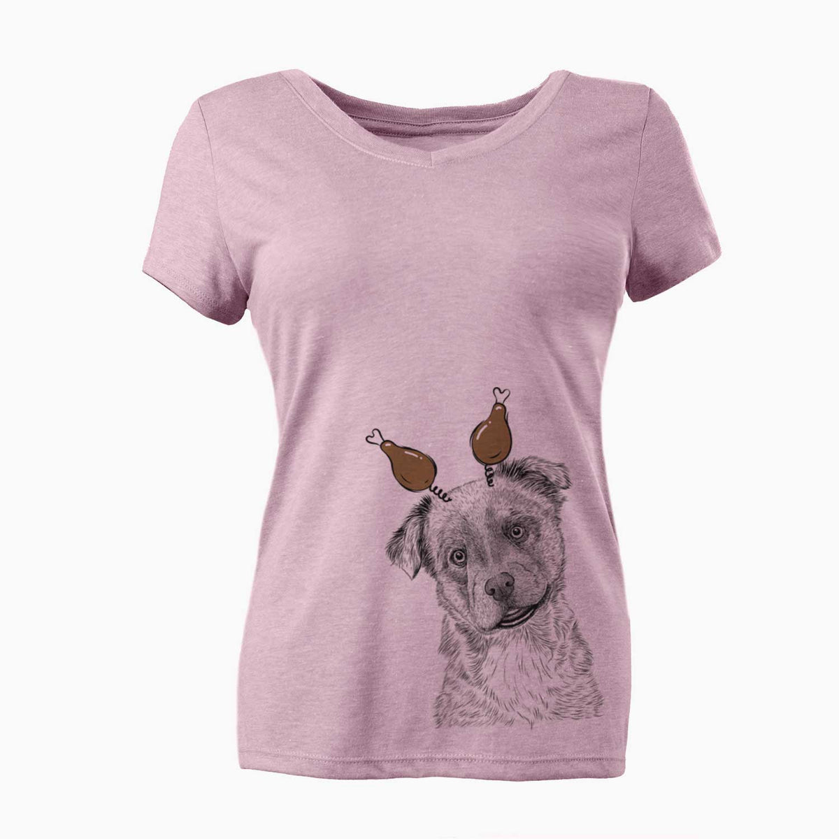 Thanksgiving Loki Bear the Australian Cattle Dog Mix - Women's V-neck Shirt