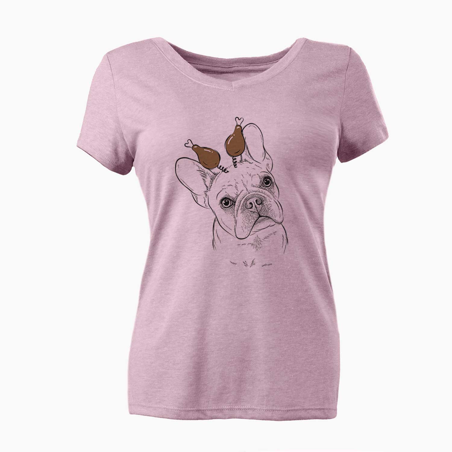 Thanksgiving Loki the French Bulldog - Women's V-neck Shirt