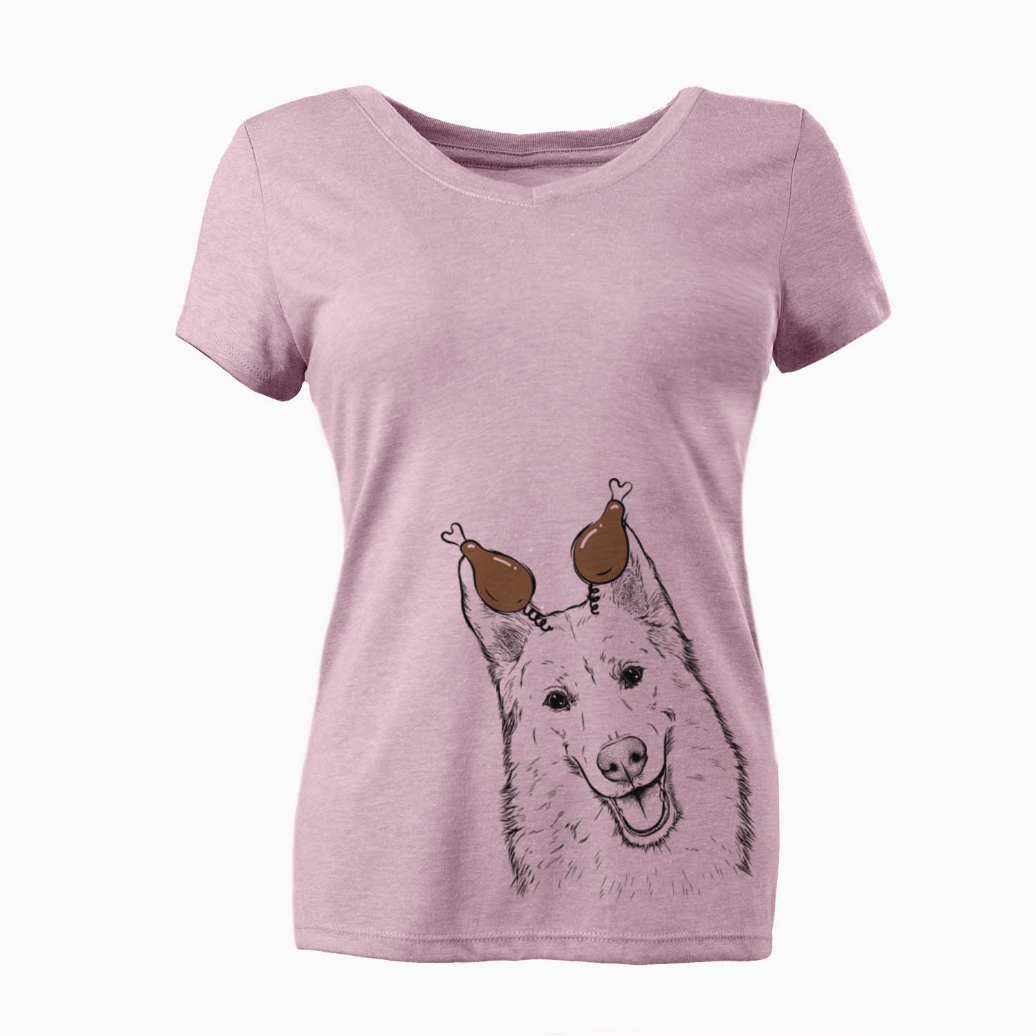 Thanksgiving Loki the Husky Shepherd Mix - Women's V-neck Shirt