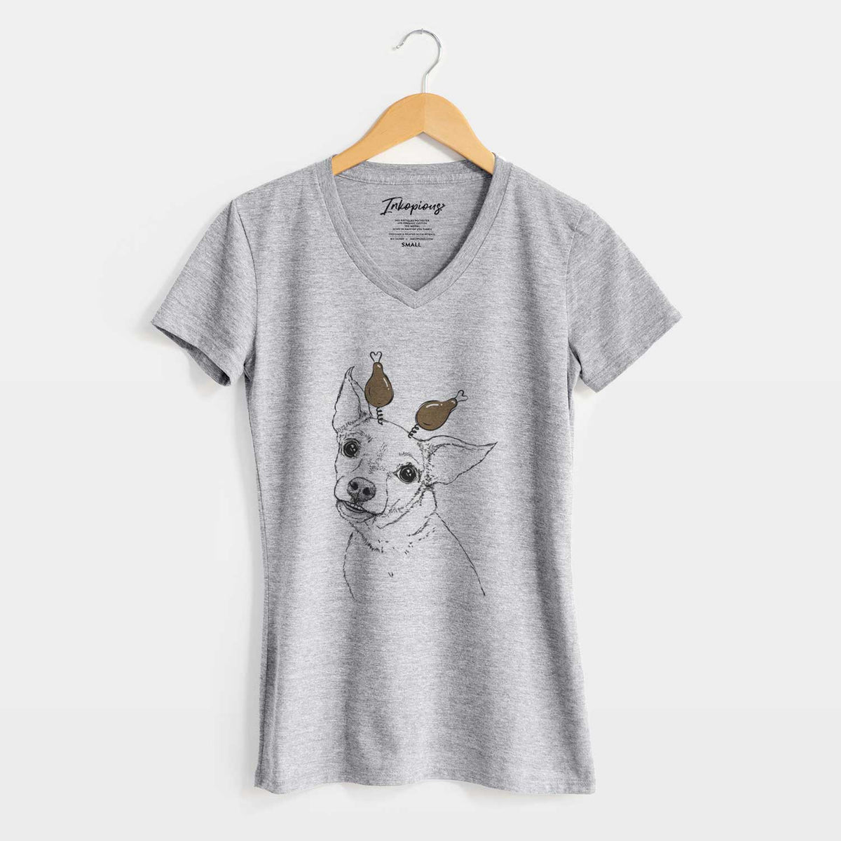Thanksgiving Lola the Chiweenie - Women's V-neck Shirt