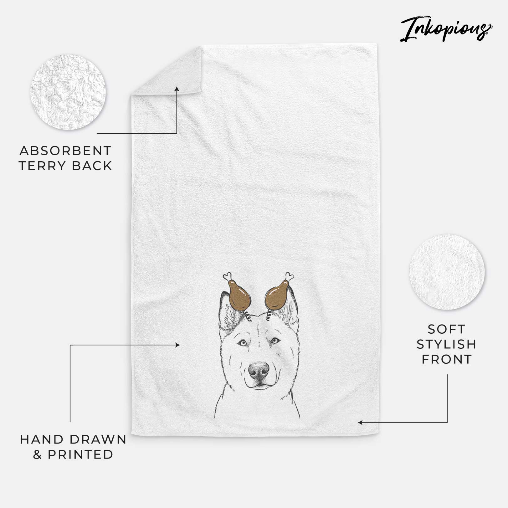 London the Siberian Husky Decorative Hand Towel