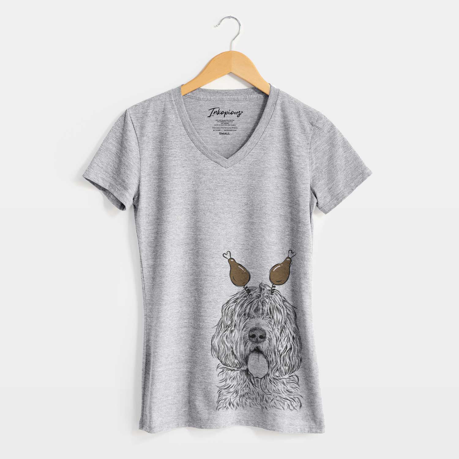 Thanksgiving Lou the Otterhound - Women's V-neck Shirt