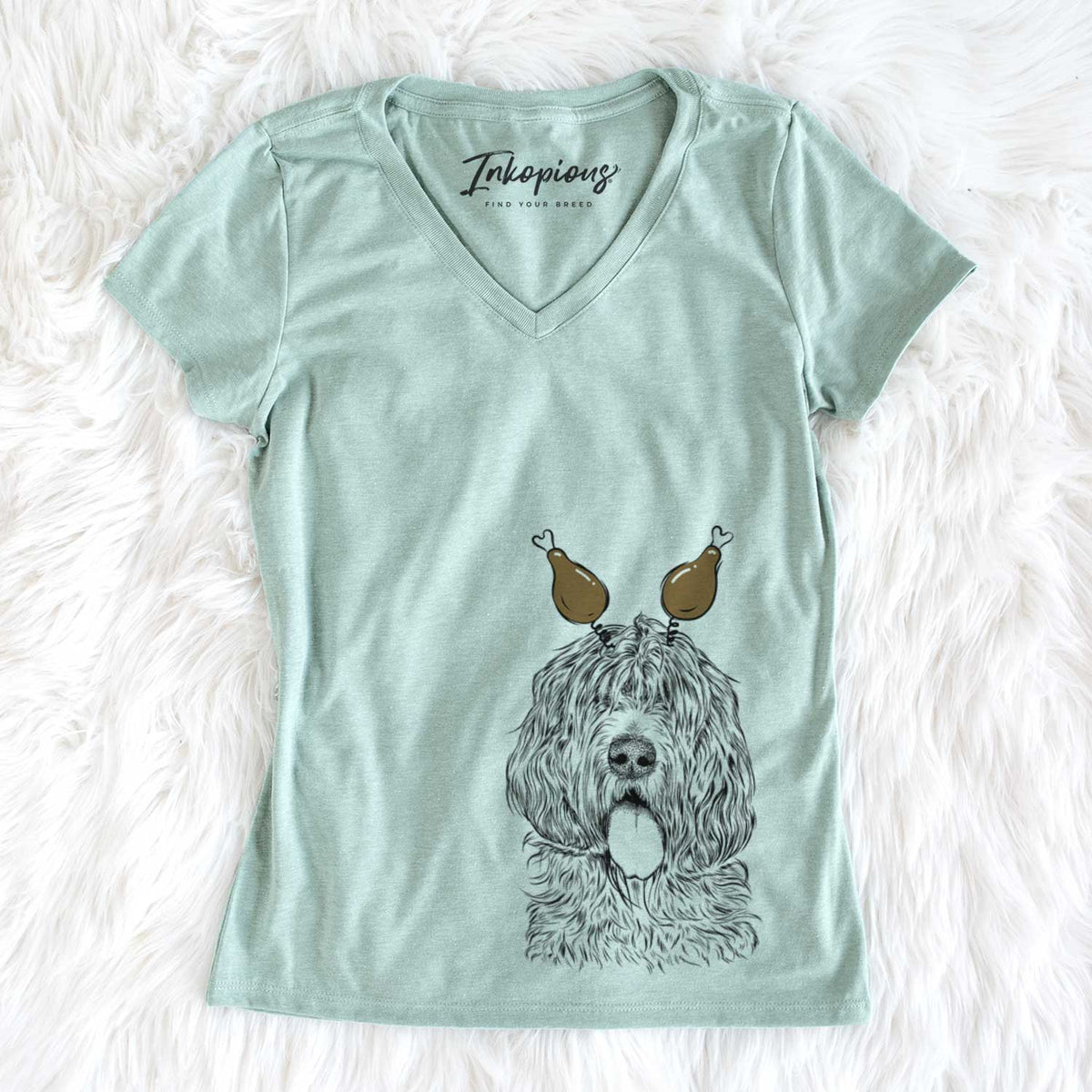 Thanksgiving Lou the Otterhound - Women&#39;s V-neck Shirt