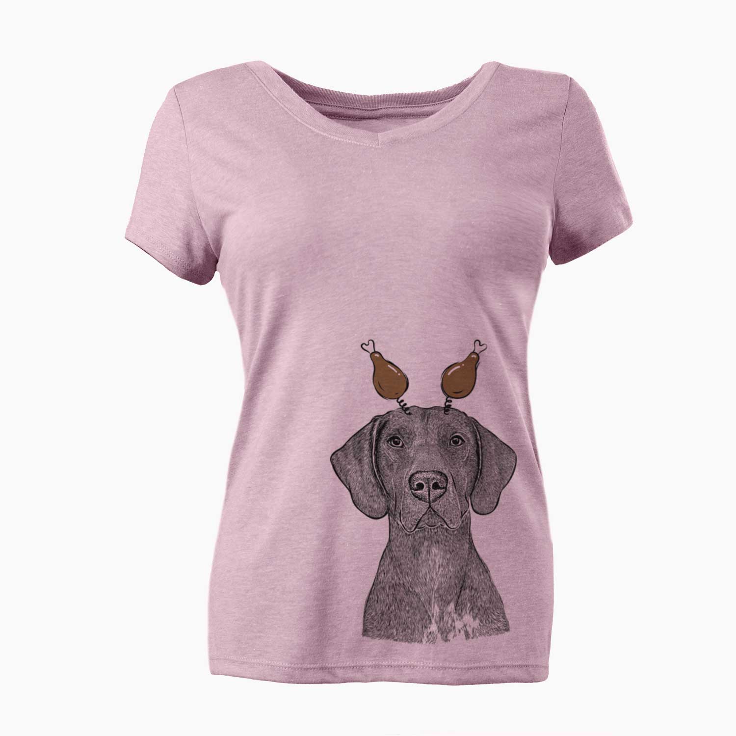 Thanksgiving Lucifer the German Shorthaired Pointer - Women's V-neck Shirt