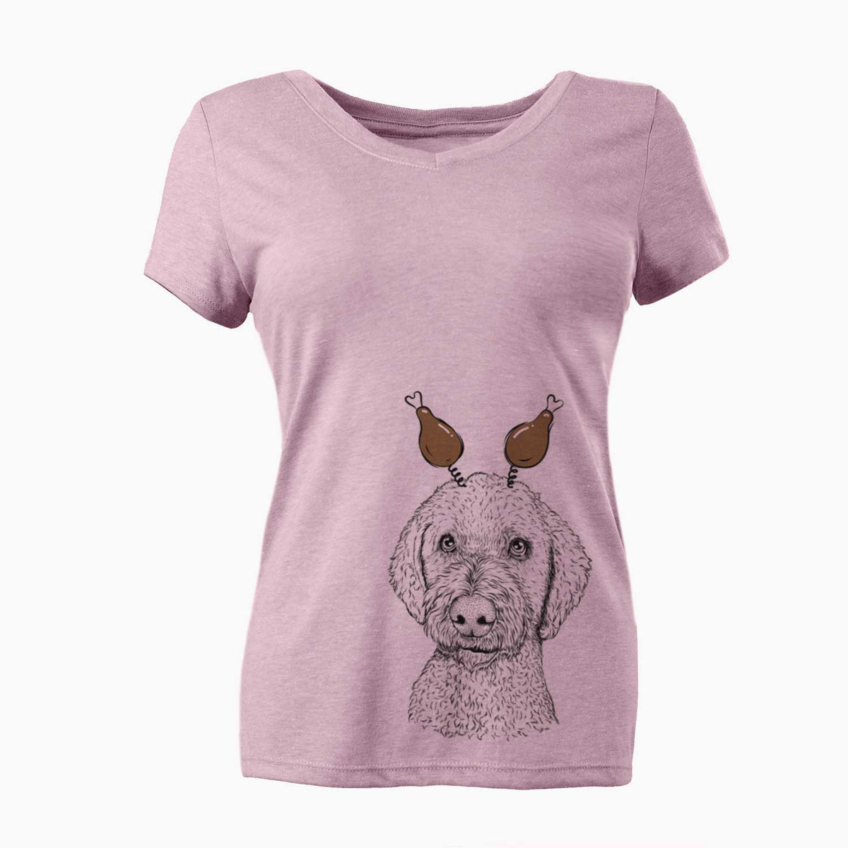 Thanksgiving Lucy Boo the Goldendoodle - Women's V-neck Shirt