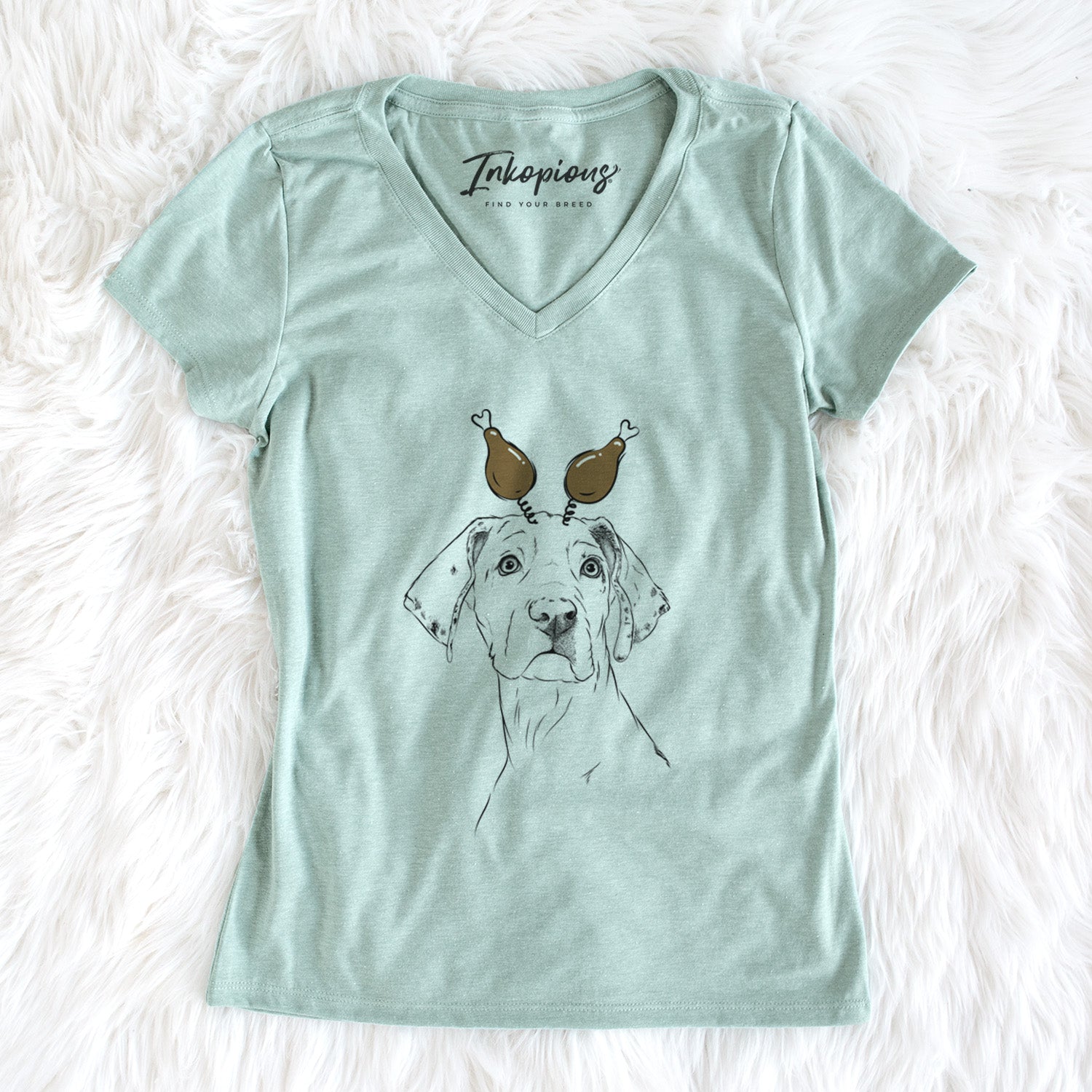 Thanksgiving Lumen the Special Needs Great Dane - Women's Perfect V-neck Shirt