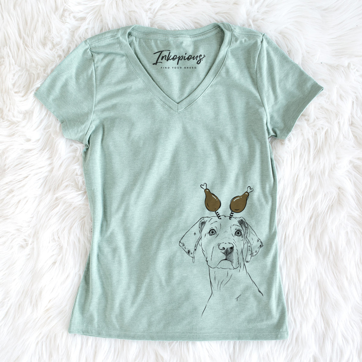 Thanksgiving Lumen the Special Needs Great Dane - Women&#39;s Perfect V-neck Shirt