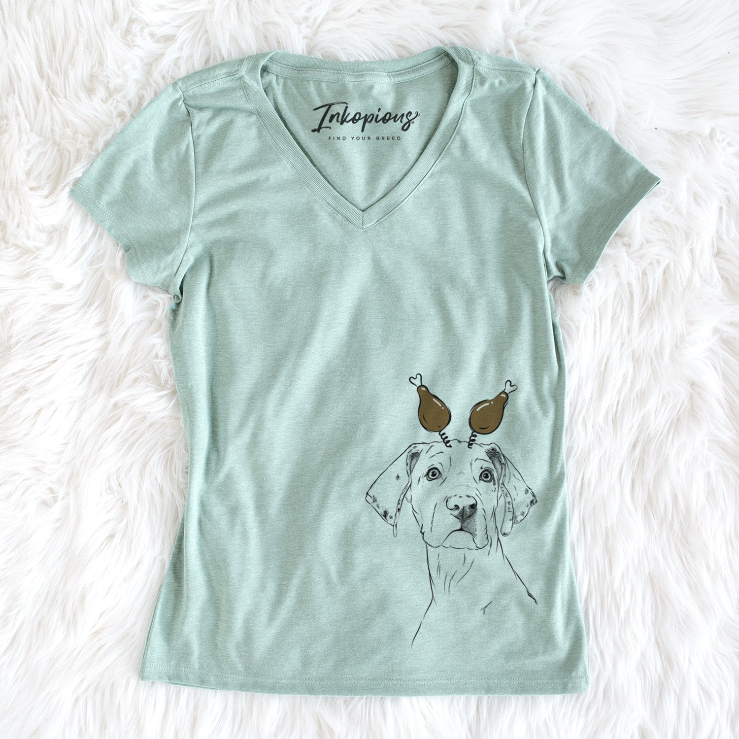 Thanksgiving Lumen the Special Needs Great Dane - Women's Perfect V-neck Shirt