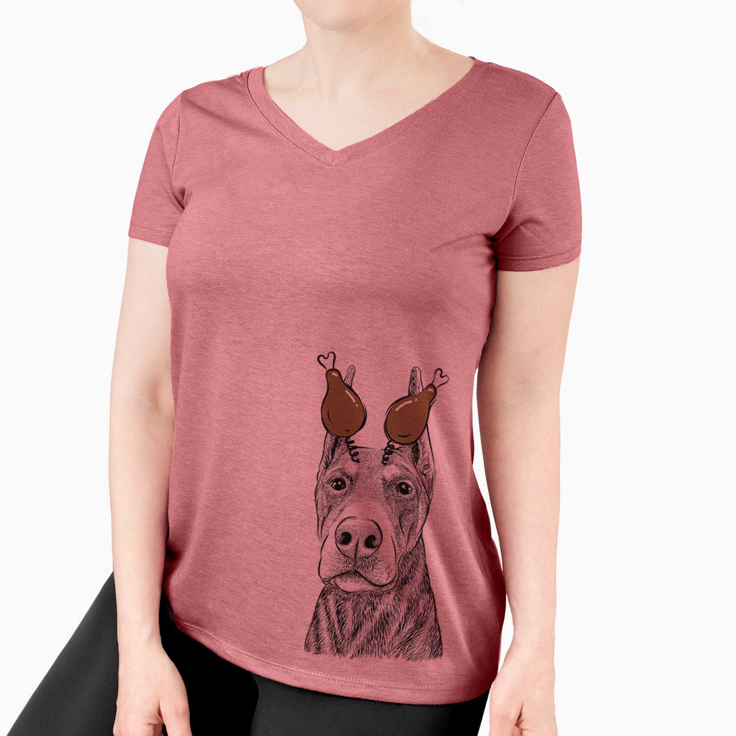 Thanksgiving Luna the Doberman Pinscher - Women's V-neck Shirt