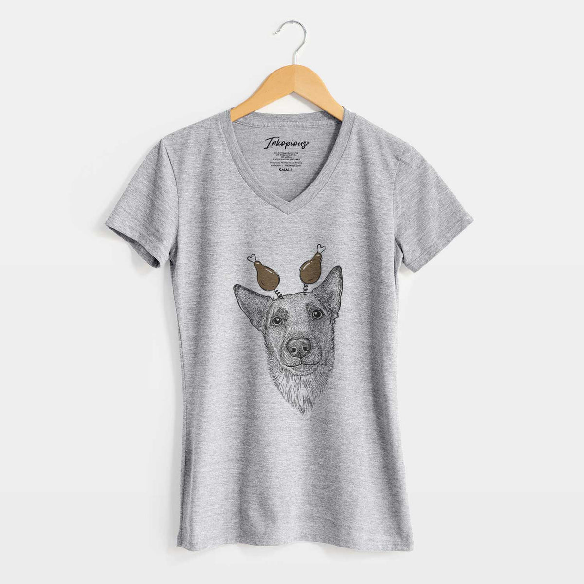 Thanksgiving Luna the Shepherd Mix - Women's V-neck Shirt