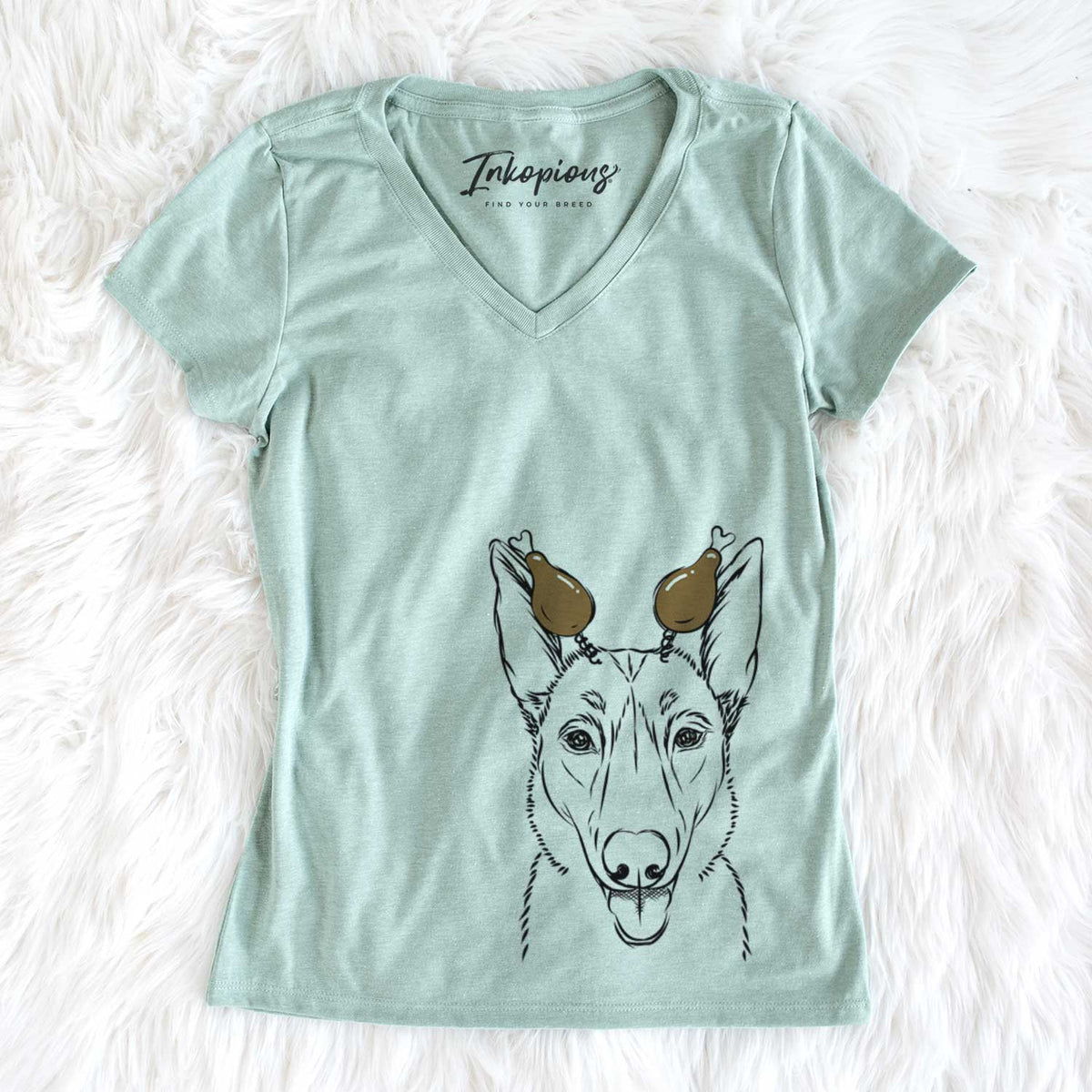 Thanksgiving Lyric the Belgian Malinois - Women's V-neck Shirt