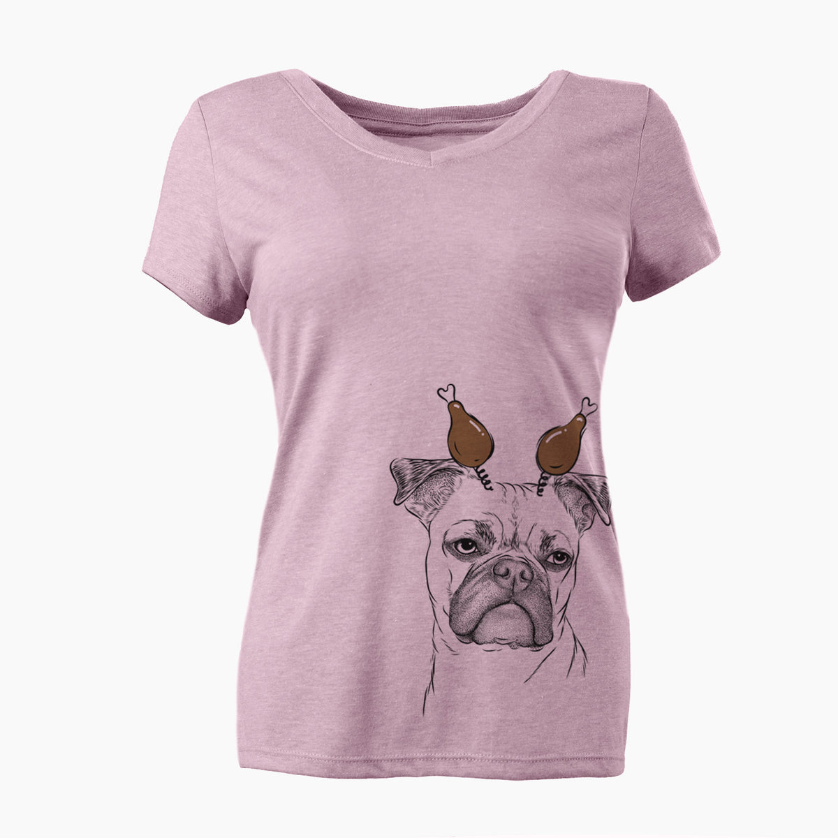 Thanksgiving Mack the Bugg (Boston Terrier/Pug) - Women's Perfect V-neck Shirt