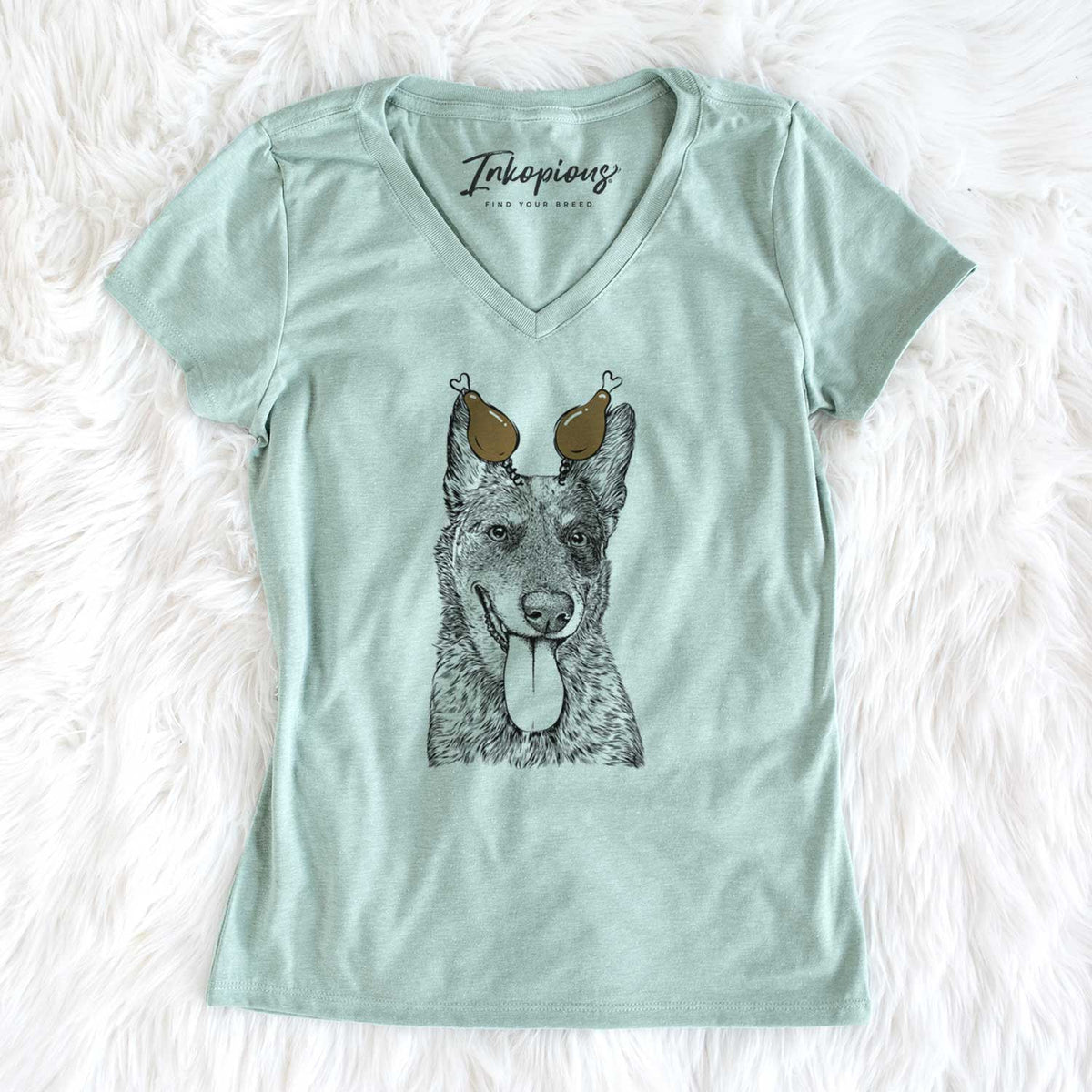 Thanksgiving Madison the Blue Heeler - Women's V-neck Shirt