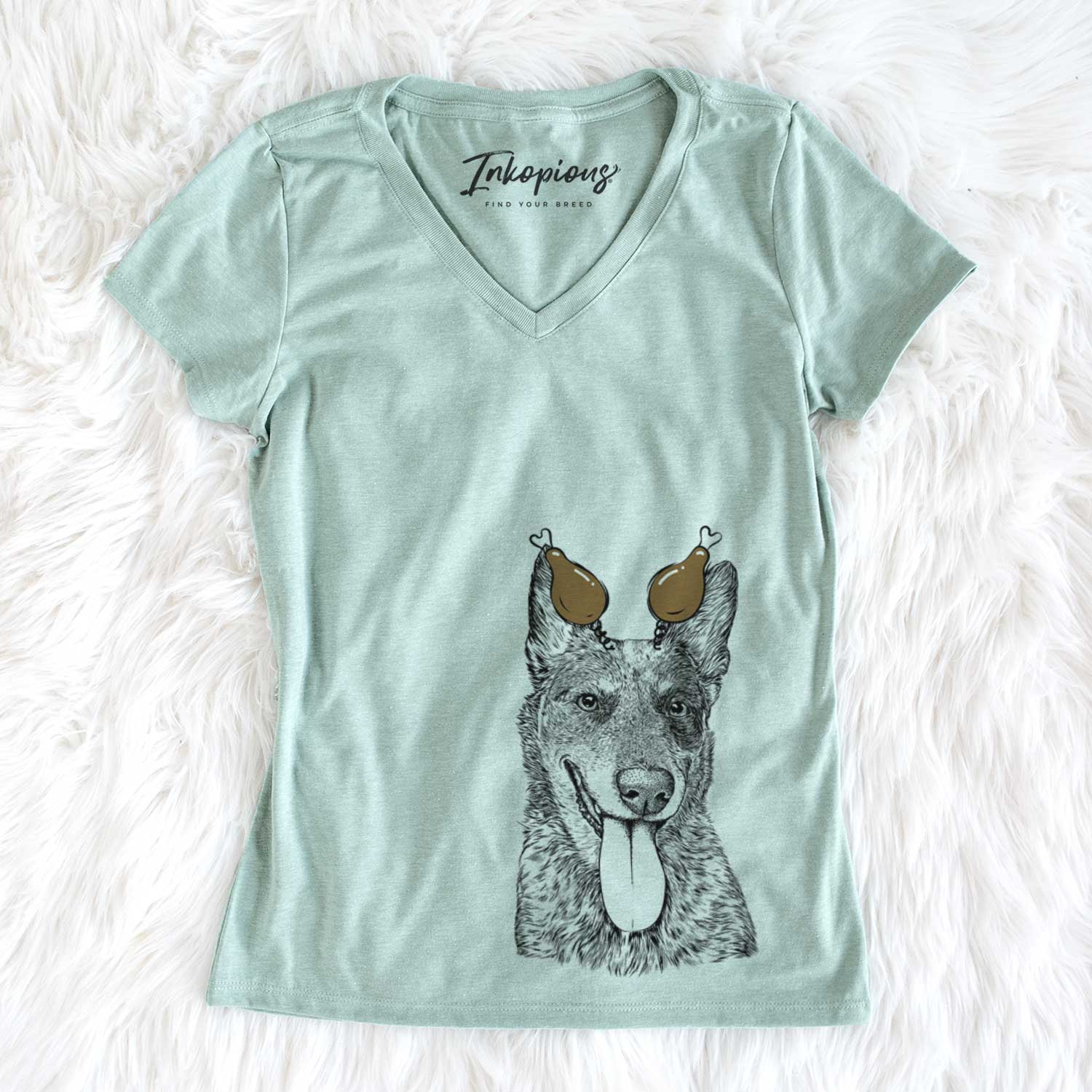 Thanksgiving Madison the Blue Heeler - Women's V-neck Shirt