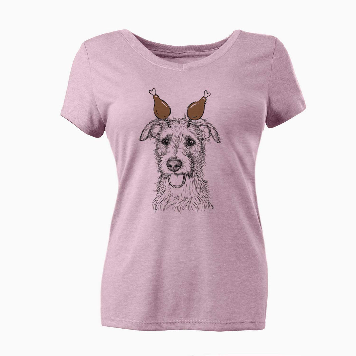 Thanksgiving Maggie the Terrier Mix - Women's V-neck Shirt