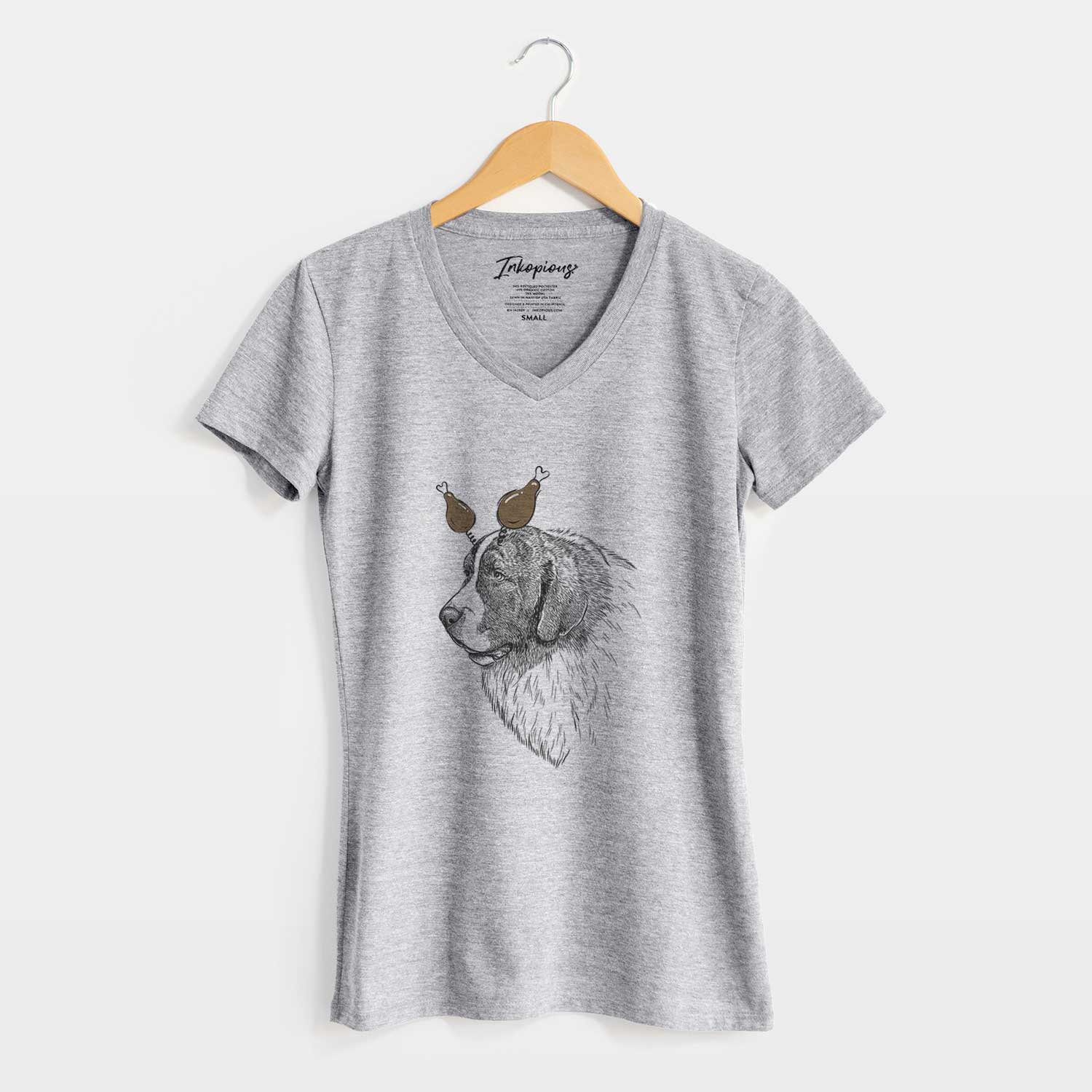 Thanksgiving Magnus the Pyrenean Mastiff - Women's V-neck Shirt