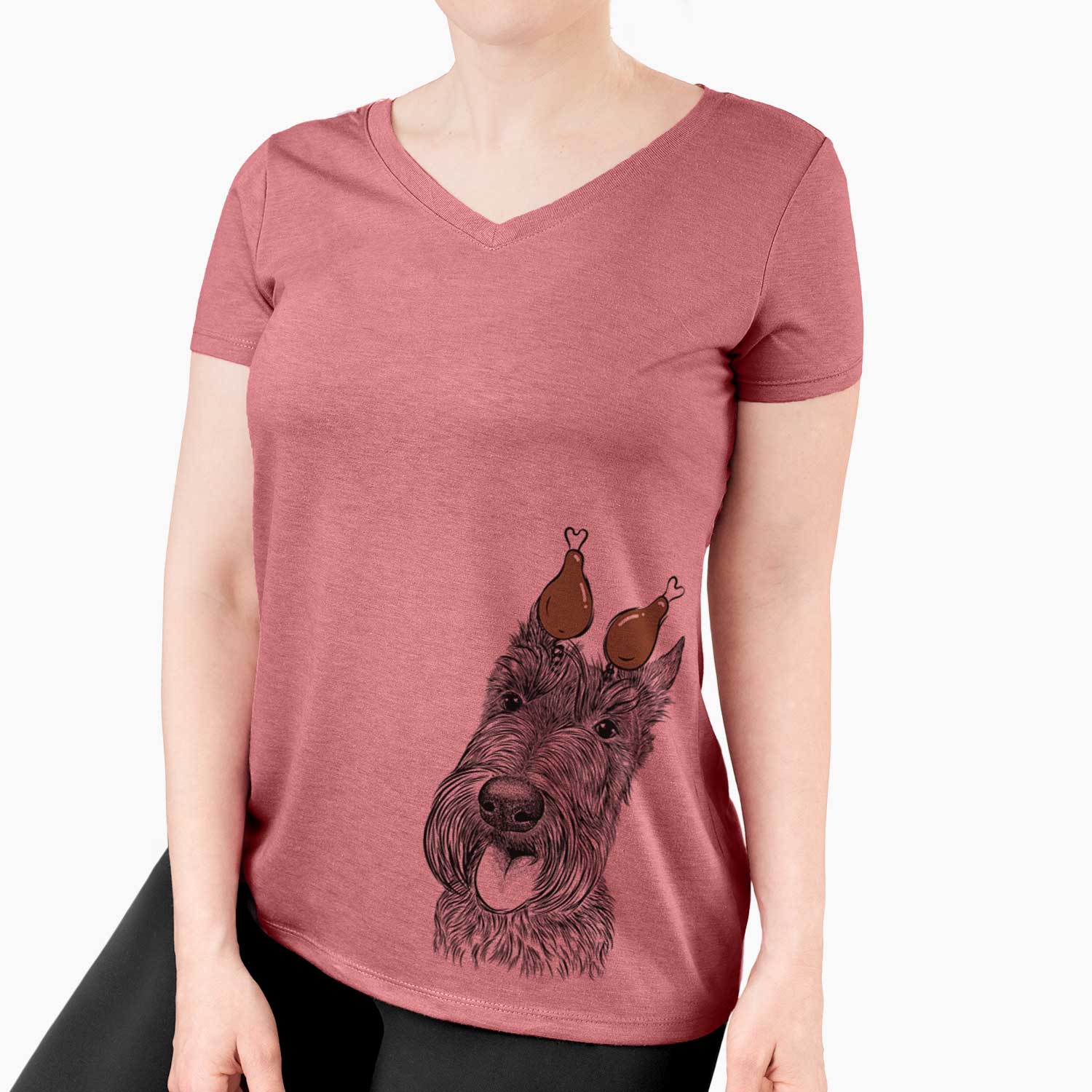 Thanksgiving Magnus the Scottish Terrier - Women's V-neck Shirt