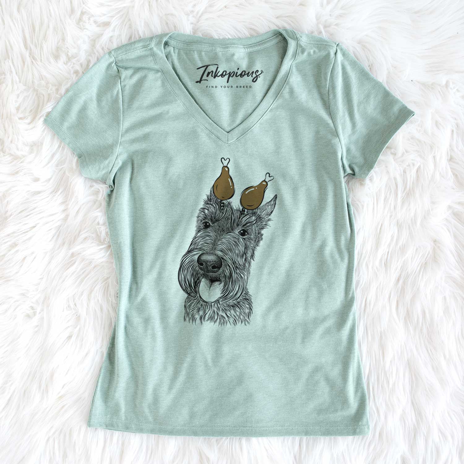 Thanksgiving Magnus the Scottish Terrier - Women's V-neck Shirt