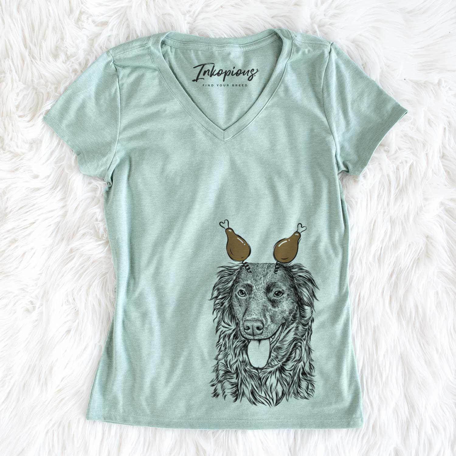 Thanksgiving Maisie Mae the Aussiedor - Women's V-neck Shirt