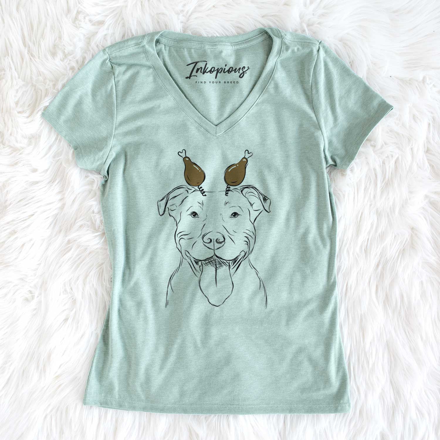 Thanksgiving Major the Pitbull - Women's V-neck Shirt