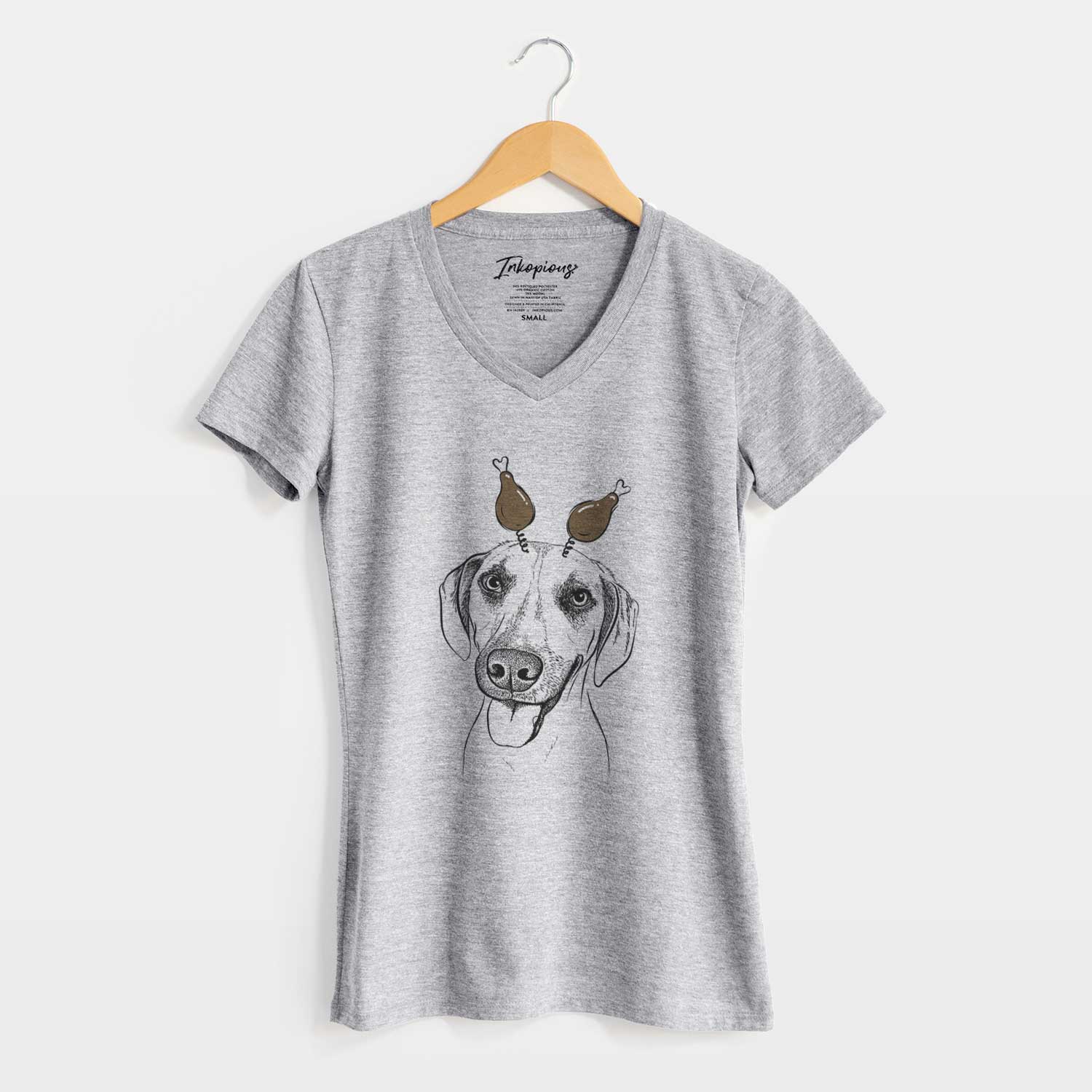 Thanksgiving Malia the American Foxhound Mix - Women's V-neck Shirt