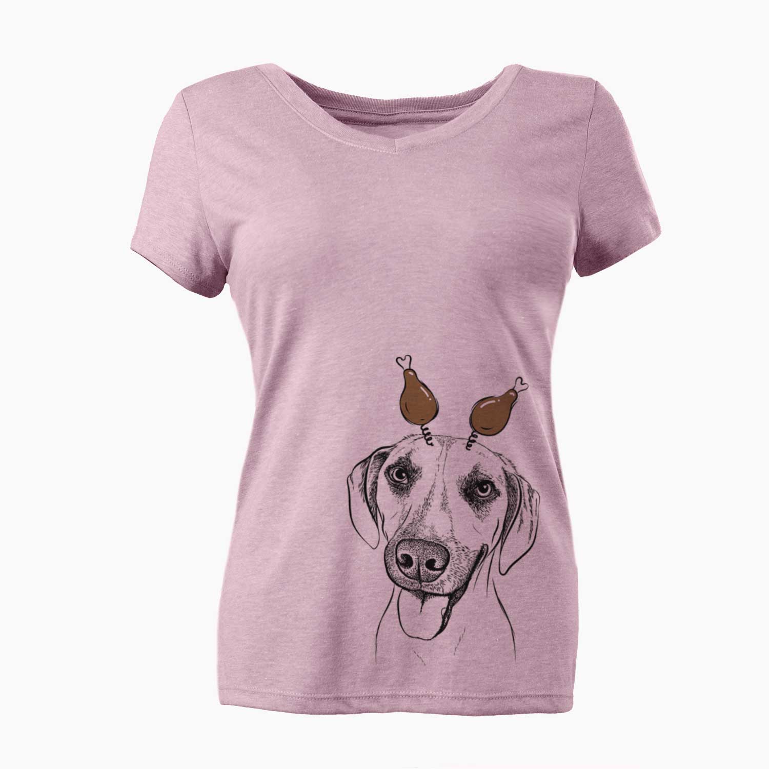 Thanksgiving Malia the American Foxhound Mix - Women's V-neck Shirt