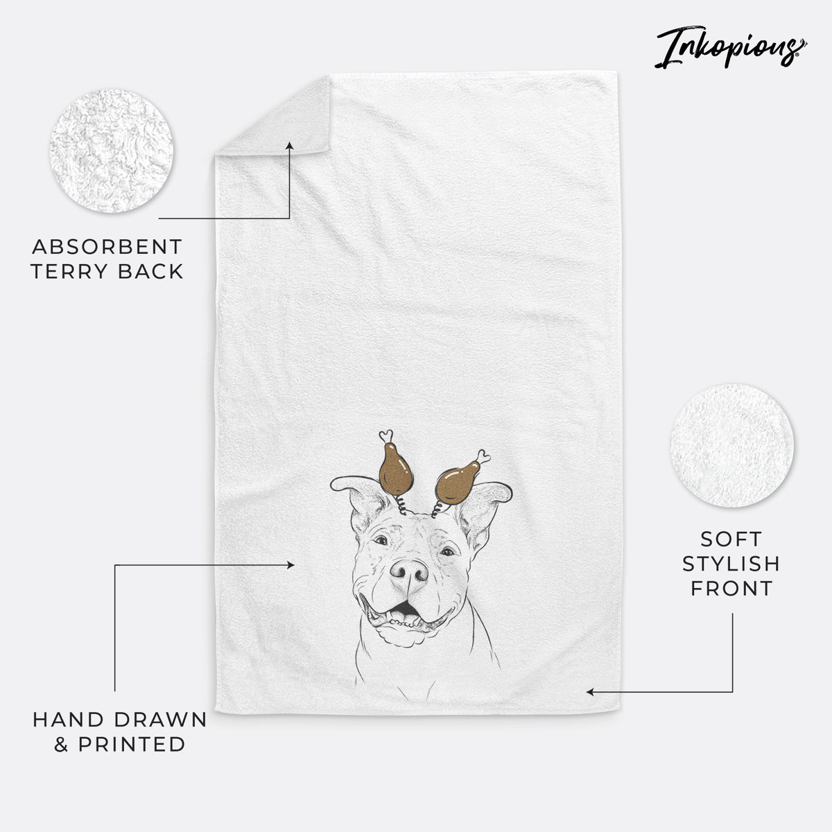 Malibu the Staffordshire Terrier/Pitbull Mix Decorative Hand Towel