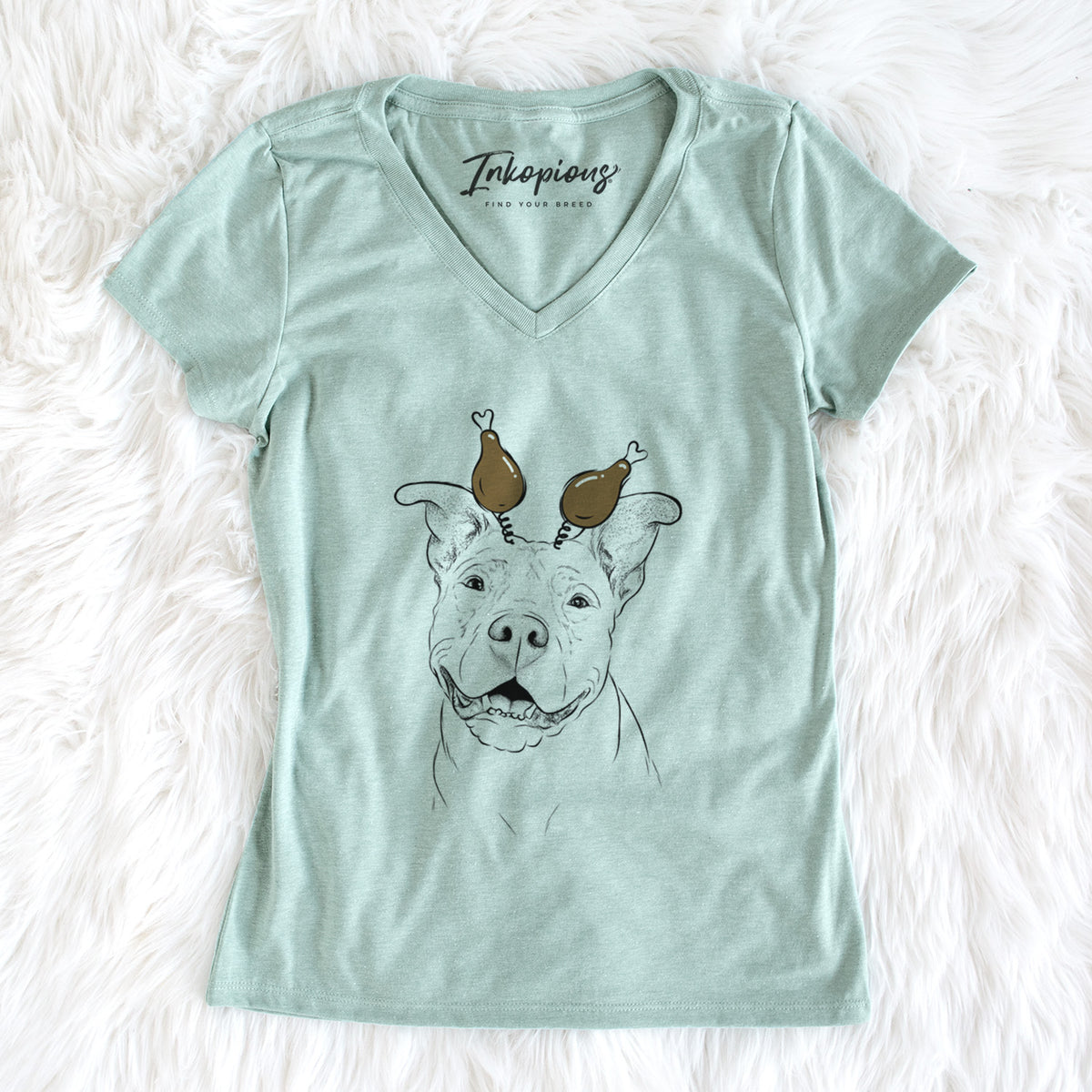 Thanksgiving Malibu the Staffordshire Terrier/Pitbull Mix - Women's Perfect V-neck Shirt