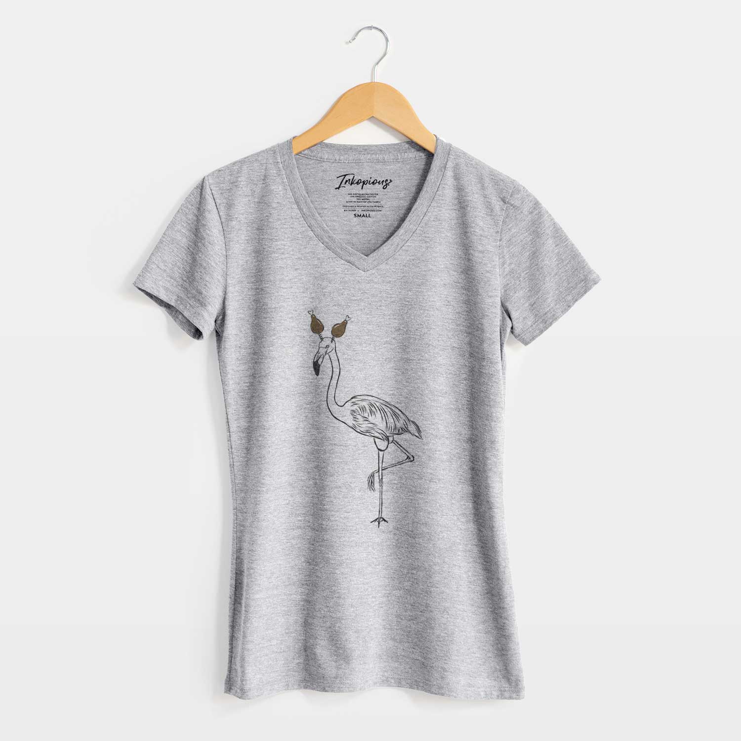 Thanksgiving Mango the Flamingo - Women's V-neck Shirt