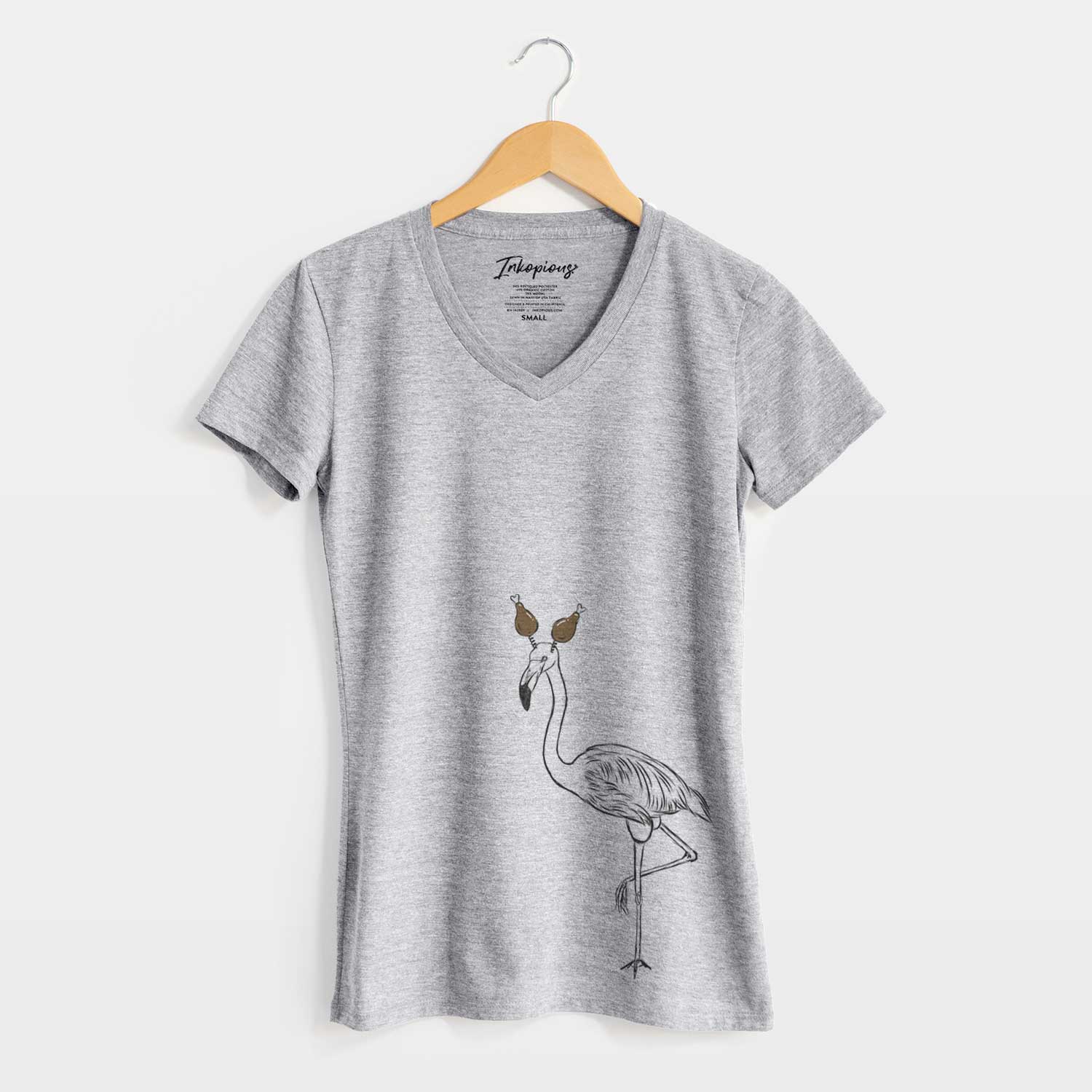 Thanksgiving Mango the Flamingo - Women's V-neck Shirt