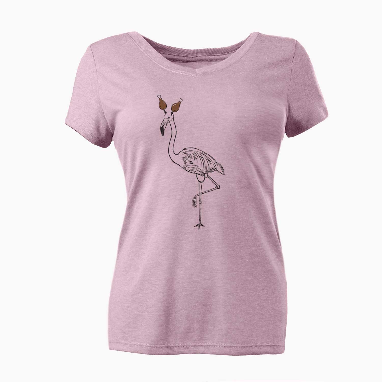 Thanksgiving Mango the Flamingo - Women's V-neck Shirt