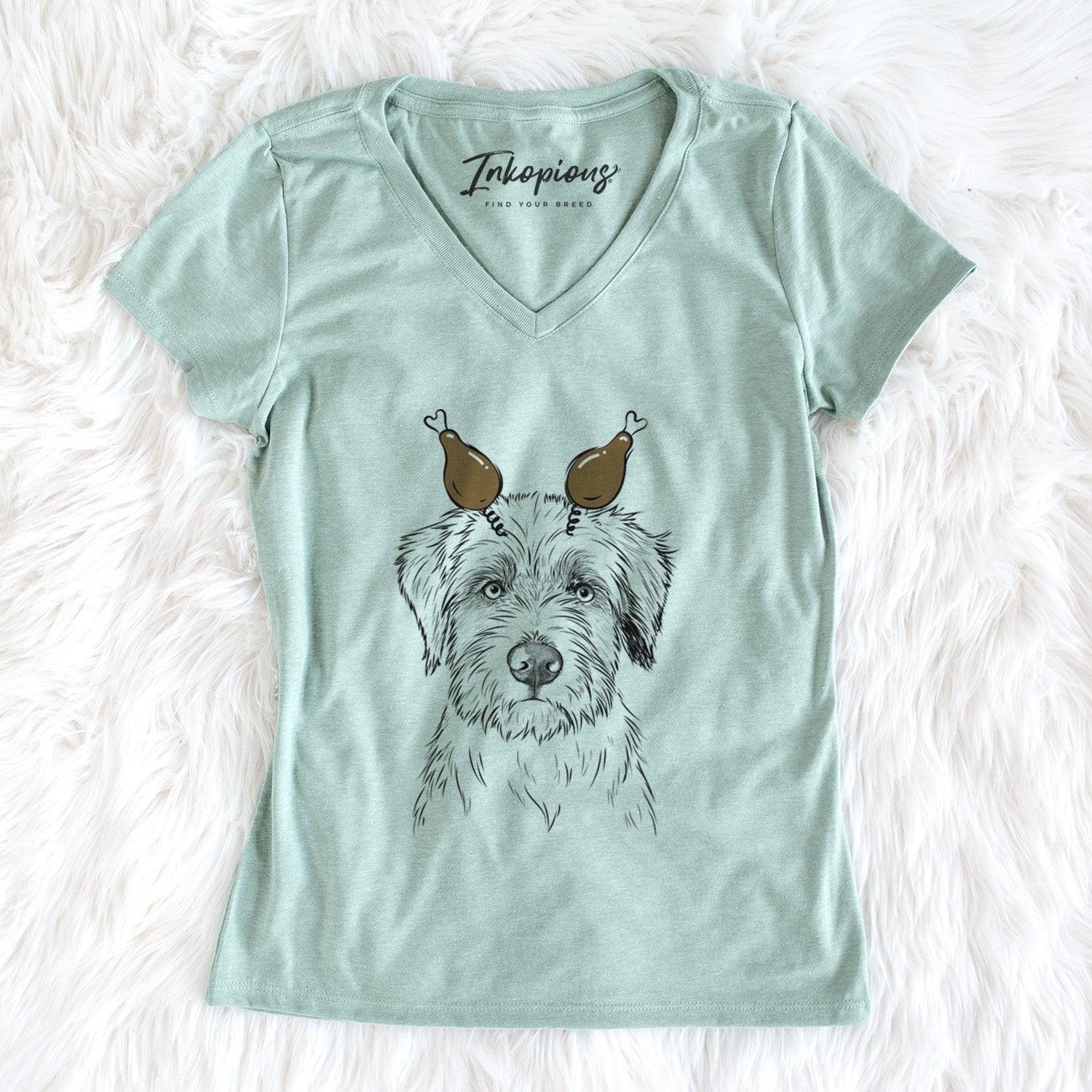 Thanksgiving Marek the Bernedoodle - Women's Perfect V-neck Shirt