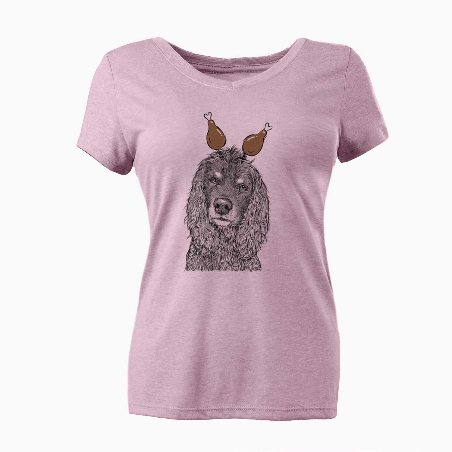 Thanksgiving Marley Boy the American Cocker Spaniel - Women's V-neck Shirt