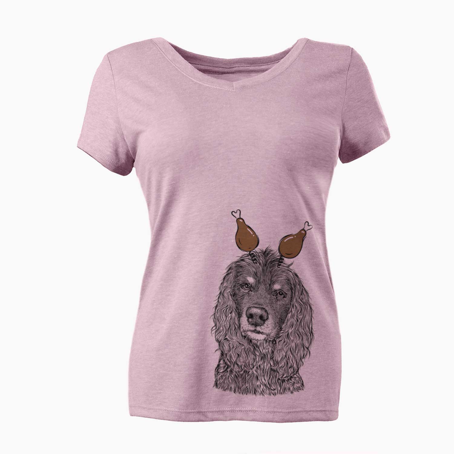 Thanksgiving Marley Boy the American Cocker Spaniel - Women's V-neck Shirt