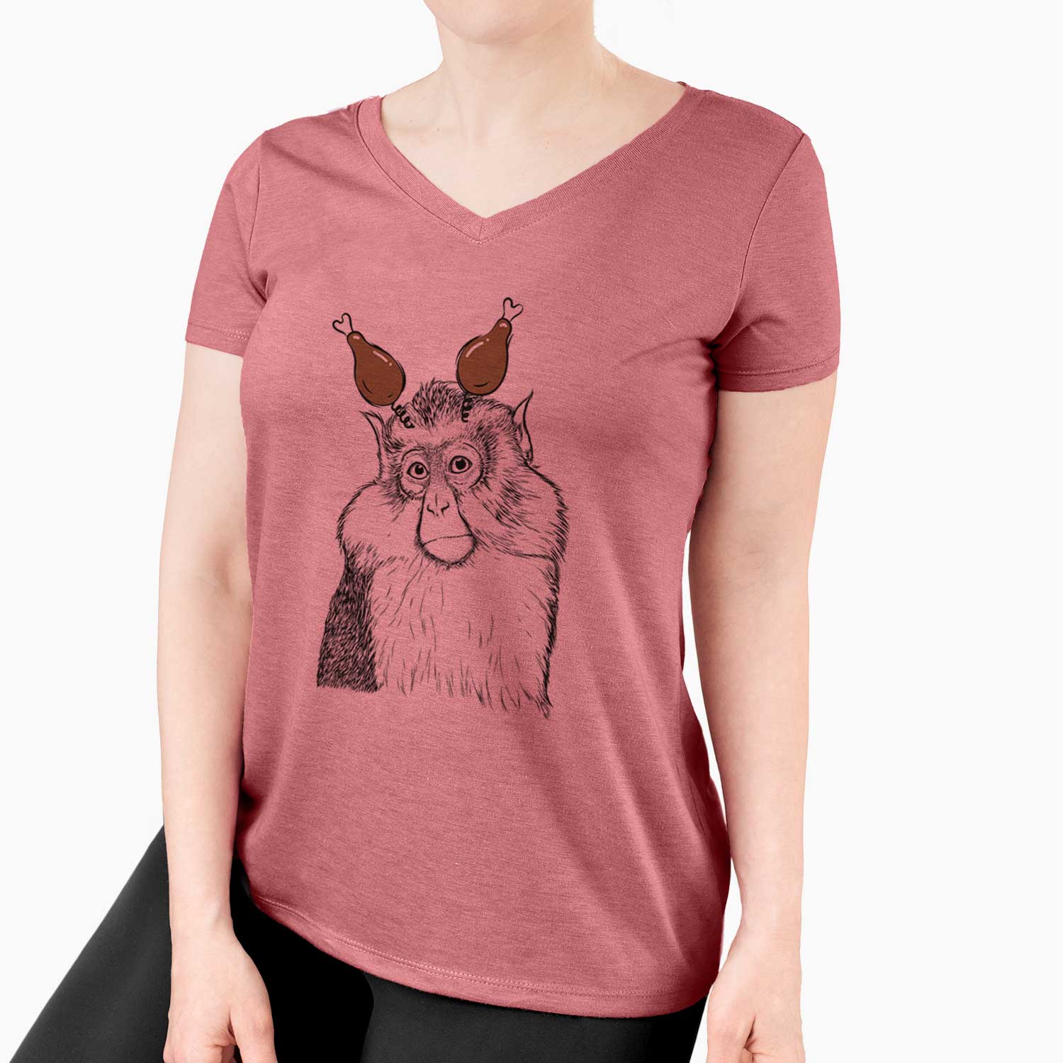 Thanksgiving Matata the Mona Monkey - Women's V-neck Shirt