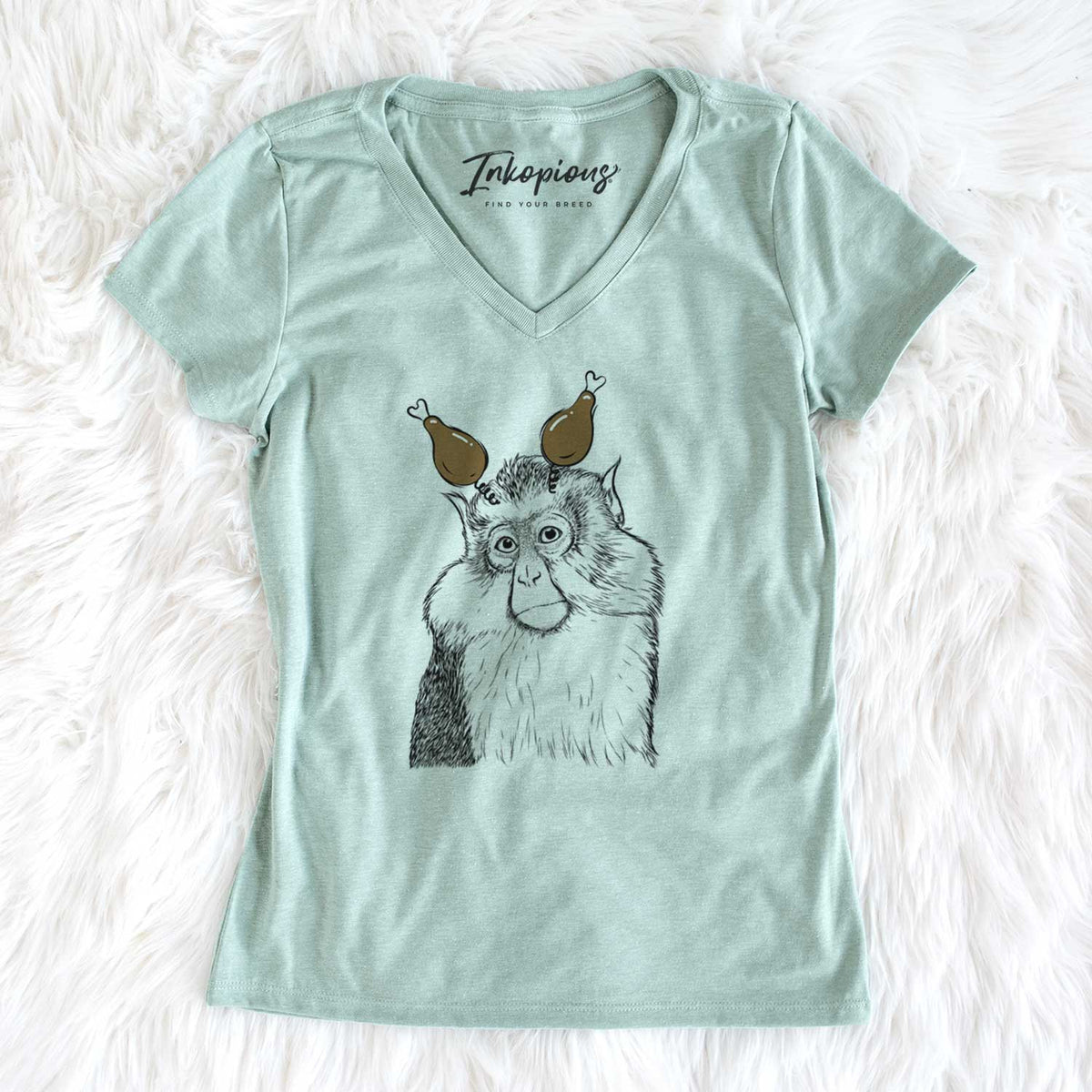 Thanksgiving Matata the Mona Monkey - Women's V-neck Shirt