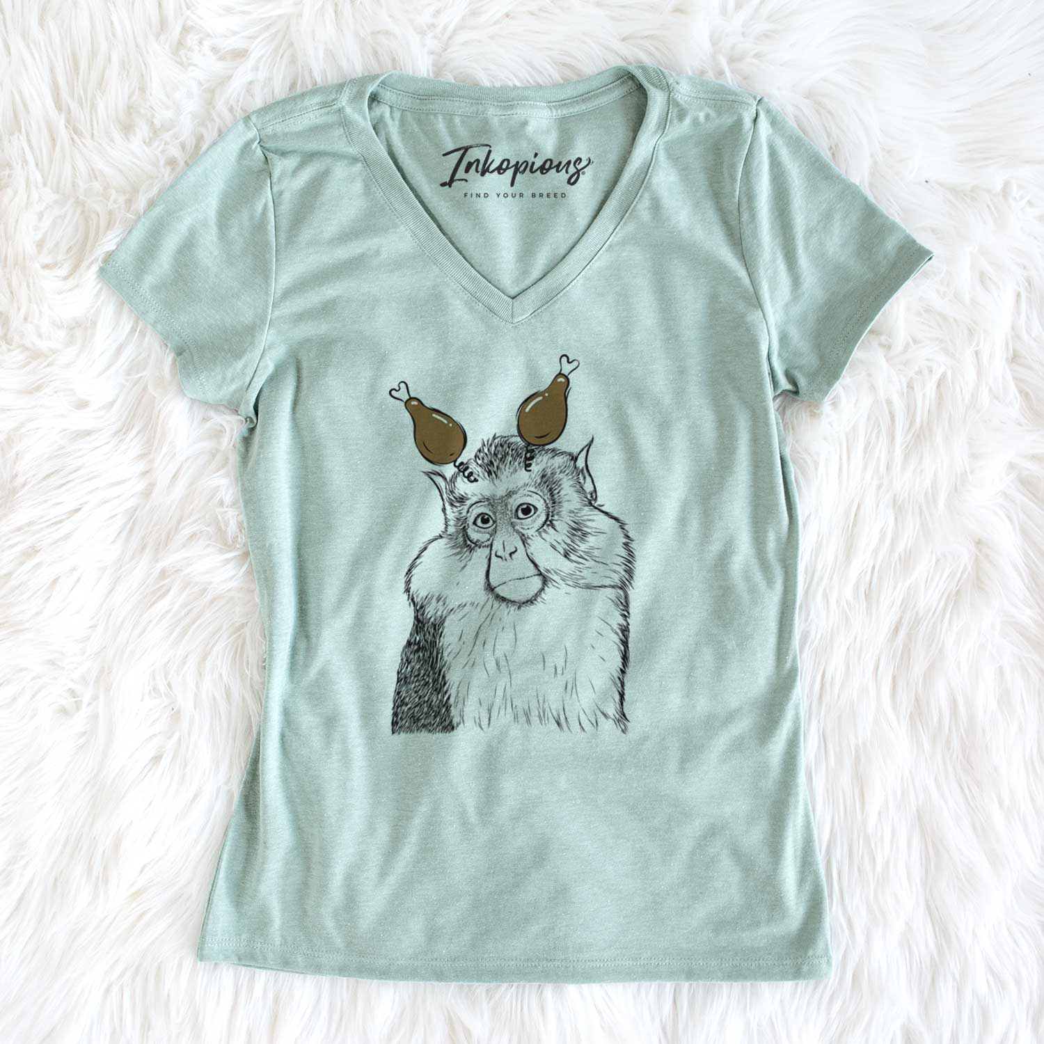 Thanksgiving Matata the Mona Monkey - Women's V-neck Shirt