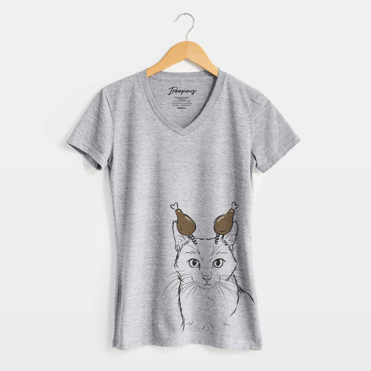 Thanksgiving Maverick the Cat - Women's V-neck Shirt
