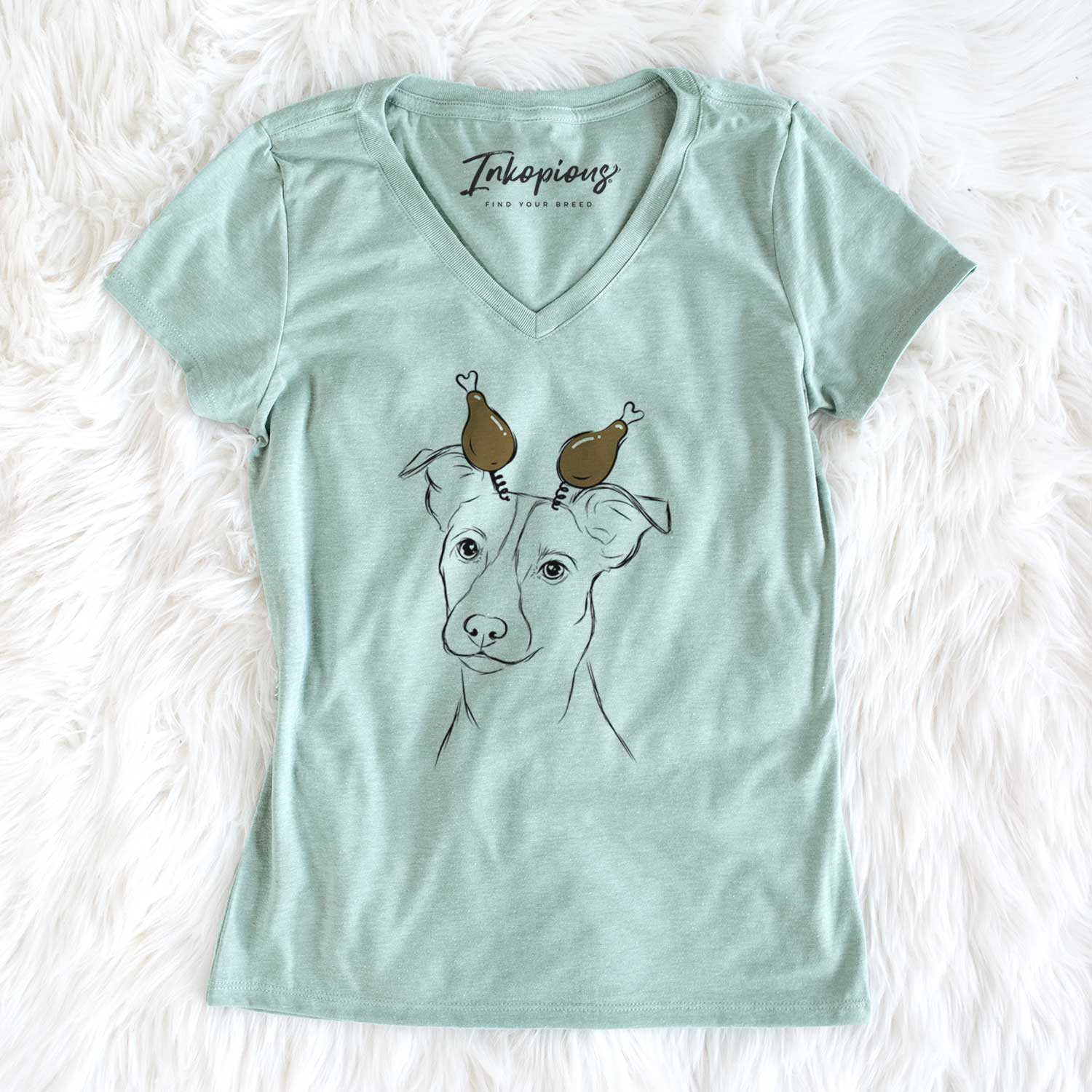 Thanksgiving Max the Jack Russell Terrier - Women's V-neck Shirt