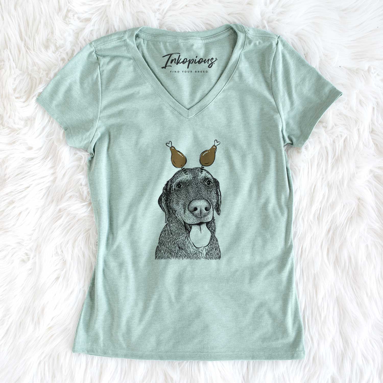Thanksgiving Max the Labrador Retriever - Women's V-neck Shirt